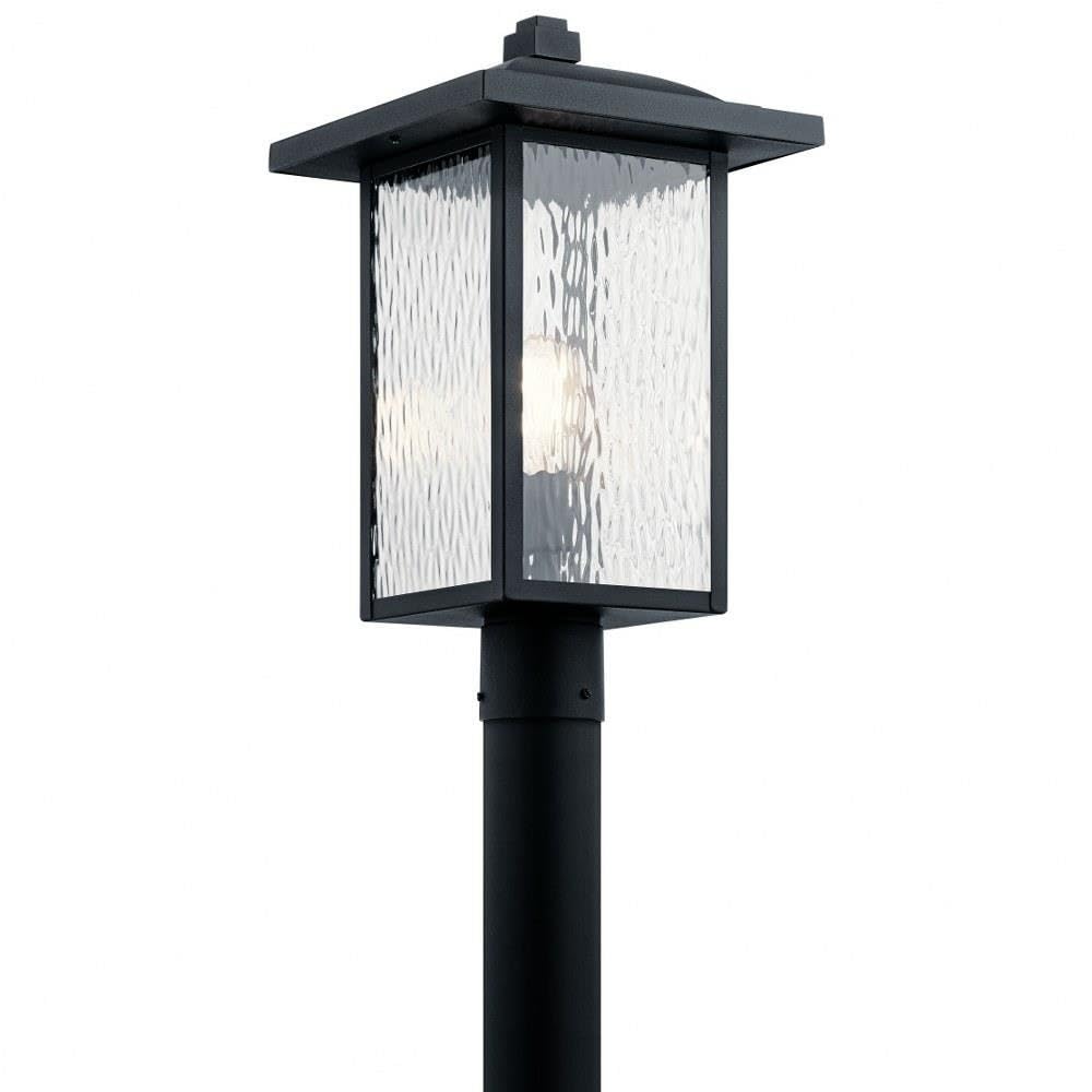 Kichler Capanna 18.25 Inch Black Textured Outdoor Post Light with Clear Water Glass - Perfect for Porch, Patio, Garden & Pathway Lighting