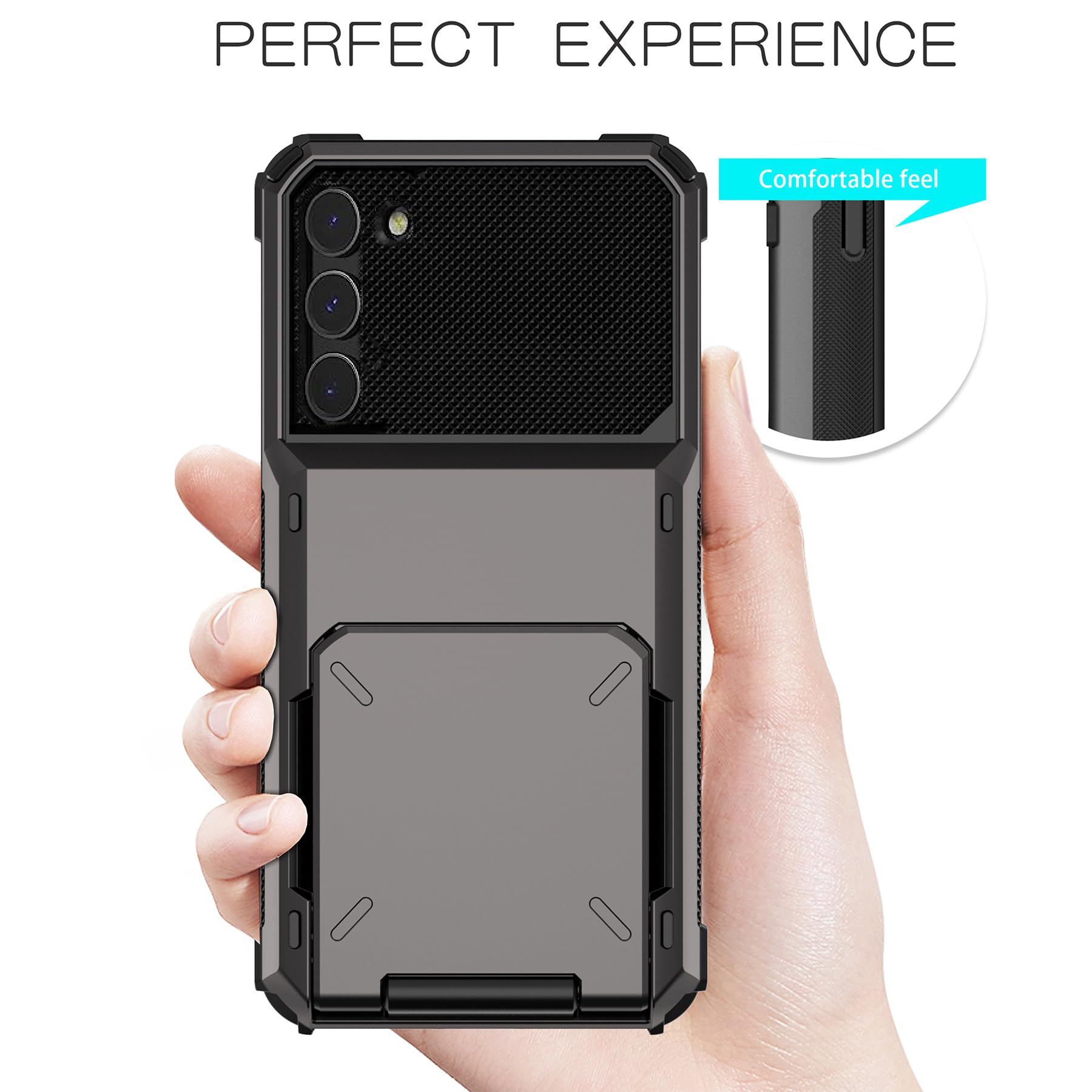 Samsung Galaxy S23 Wallet Case with Card Holder - Store 5 Cards, Hidden Card Slot, Heavy Duty Dual Layer Shockproof Protection - Perfect for Travel, Work & Everyday Use (Grey)