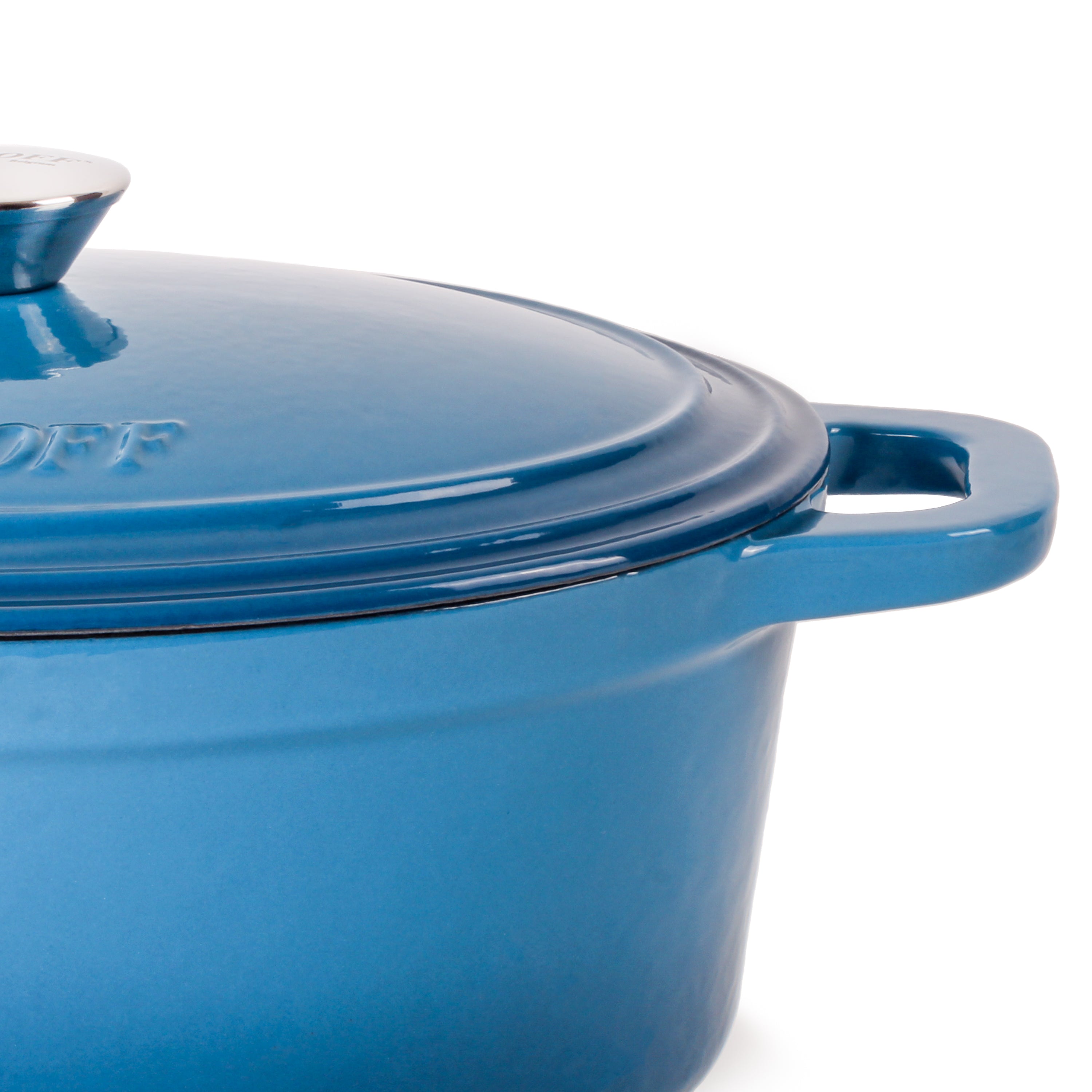 BergHOFF Neo Cast Iron 8 Quart Oval Dutch Oven with Lid - Blue Enameled Cookware for Braising, Stewing & Baking - Perfect for Soups, Bread & Family Dinners