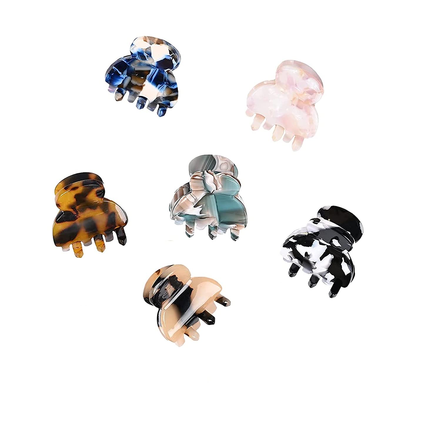 GRACIOUS MART Small Hair Claw Clips for Women - No-Slip Grip Hair Clips for Thin to Medium Hair - Tortoise Acrylic Barrettes - French Design Jaw Clips (6 Pack) - Perfect for Work, Gym, and Everyday Hairstyles