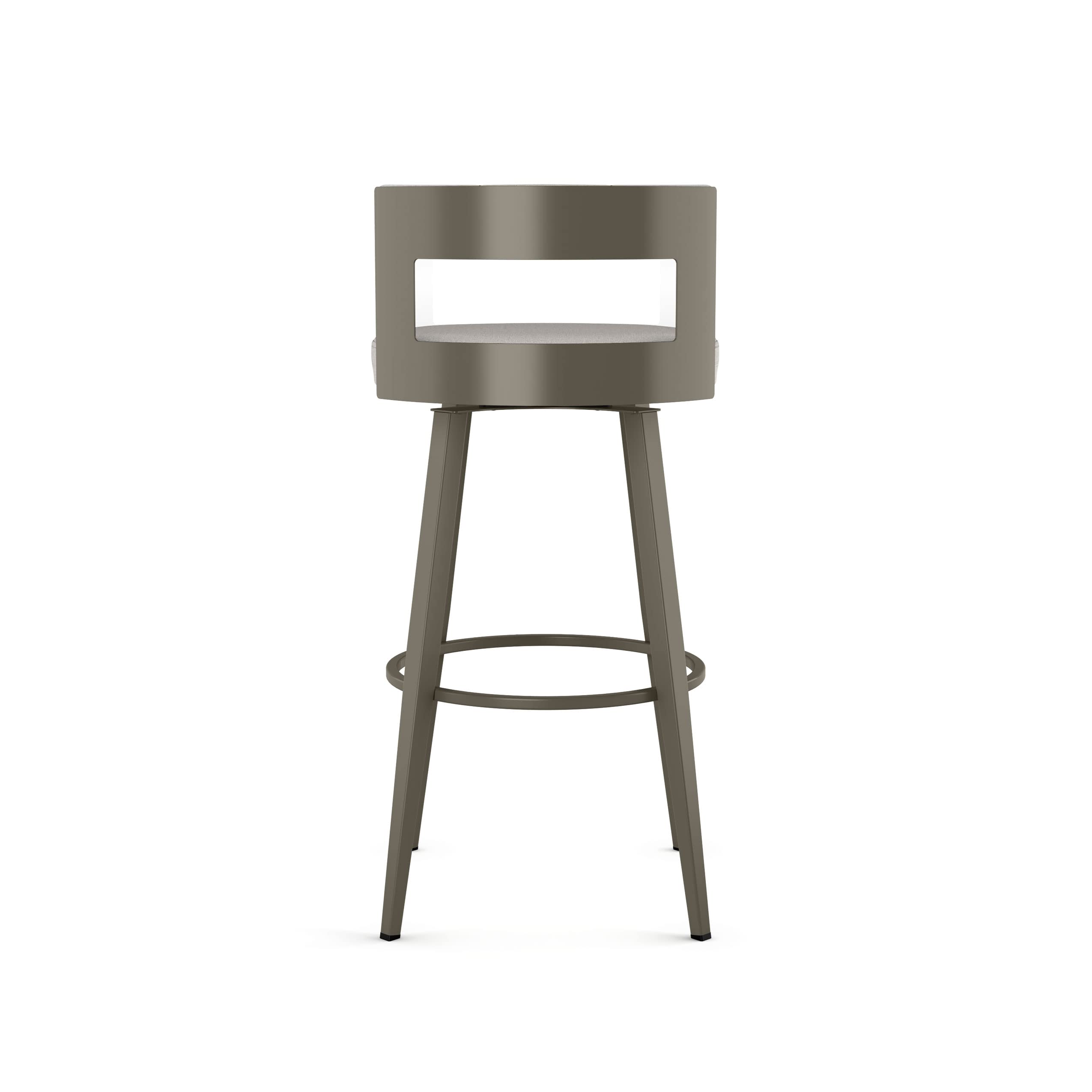 Amisco Paramont 30 Inch Swivel Bar Stool - Light Grey Polyester Fabric with Grey Metal Frame - Perfect for Kitchen Islands, Home Bars, and Breakfast Nooks