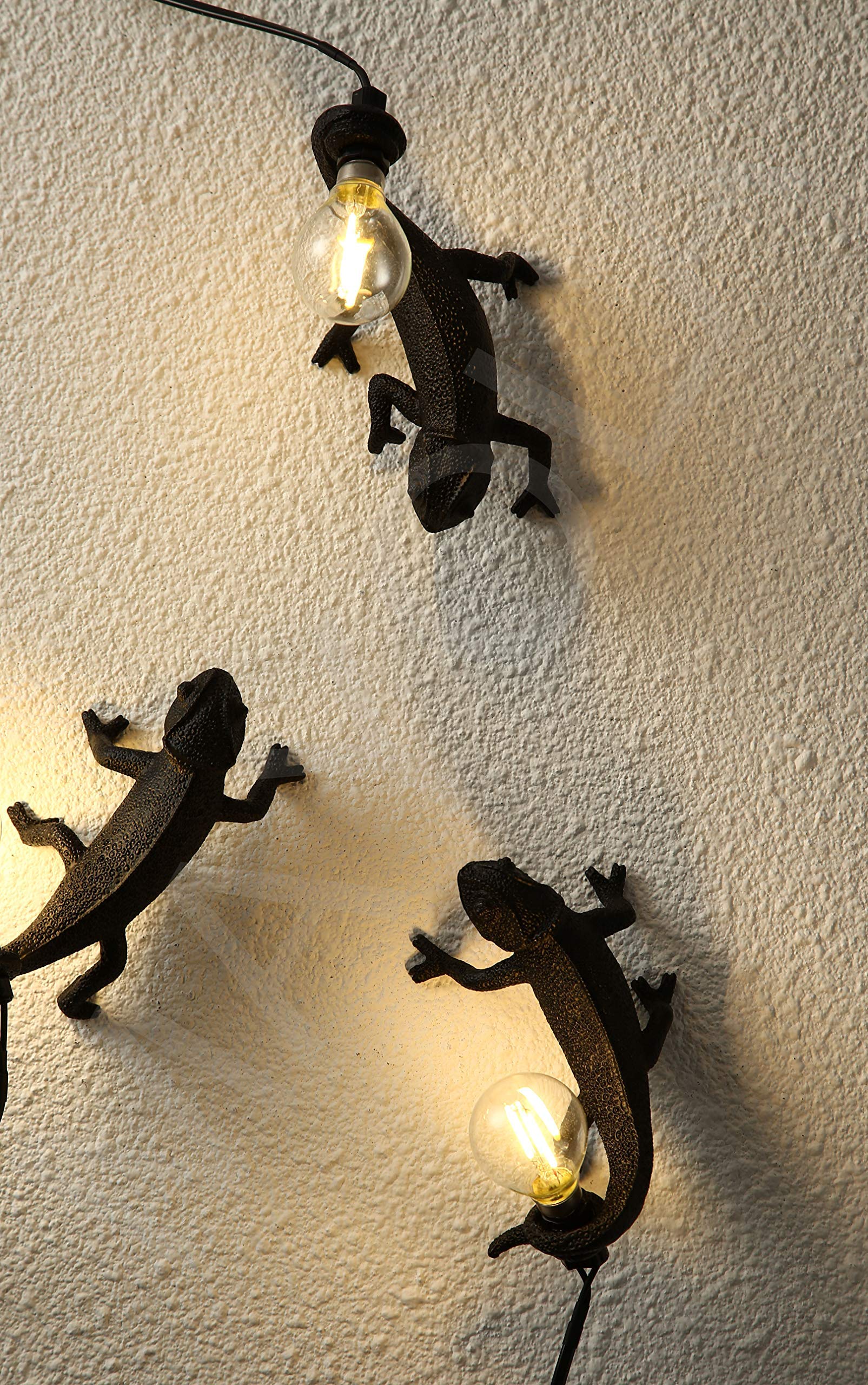 MAYOLA Modern Chameleon Table Lamp - Adjustable Desk Lamp, Night Light & Wall Light - Resin Reptile Lighting Fixture for Living Room, Bedroom, Office & Kids Room - Perfect for Study, Reading & Decoration (Wall Lamp, Black)