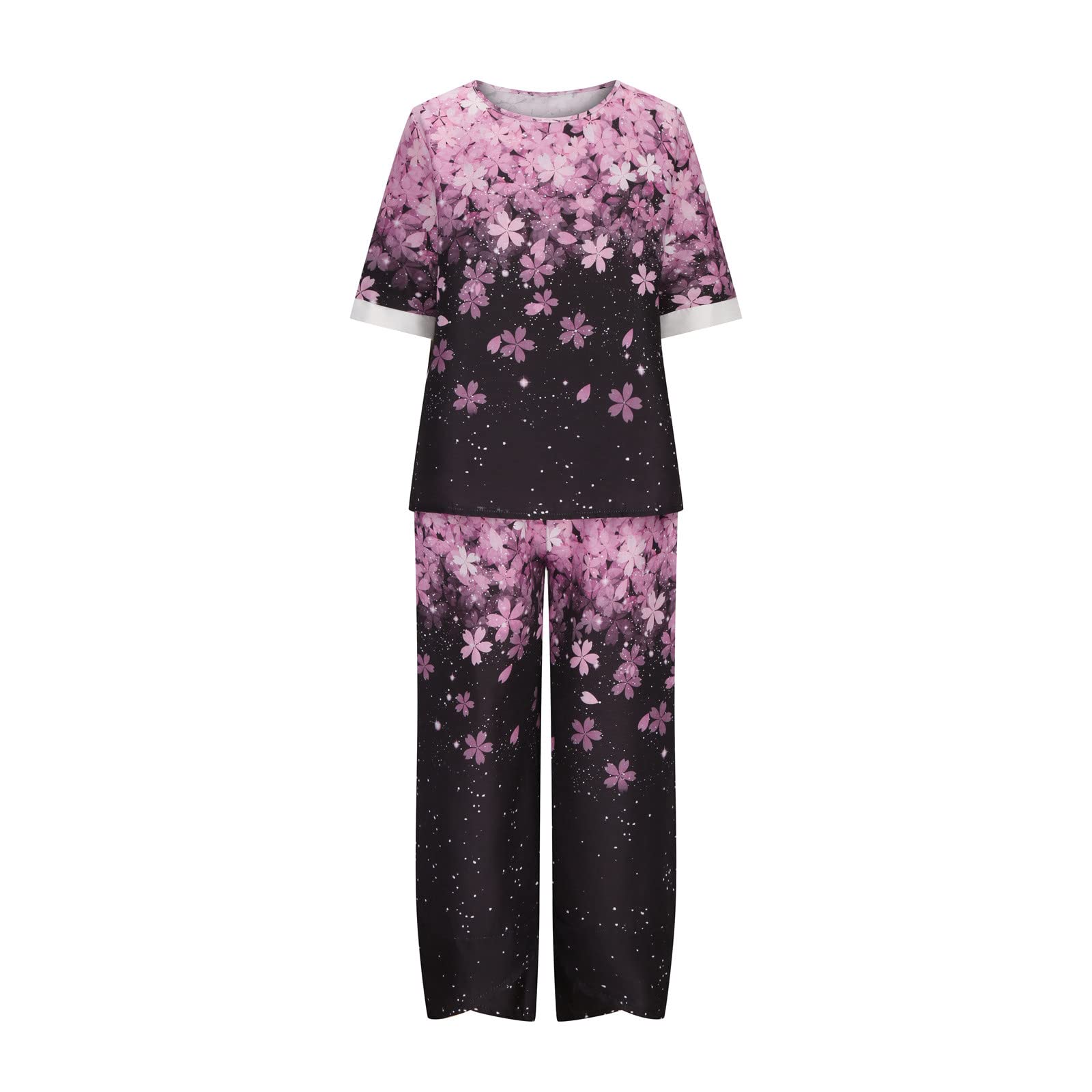 Women's Summer Linen 2-Piece Lounge Set - Half Sleeve T-Shirt & Cotton Linen Pants Plus Size Outfit | Comfortable Vacation Wear for Beach, Travel & Relaxation