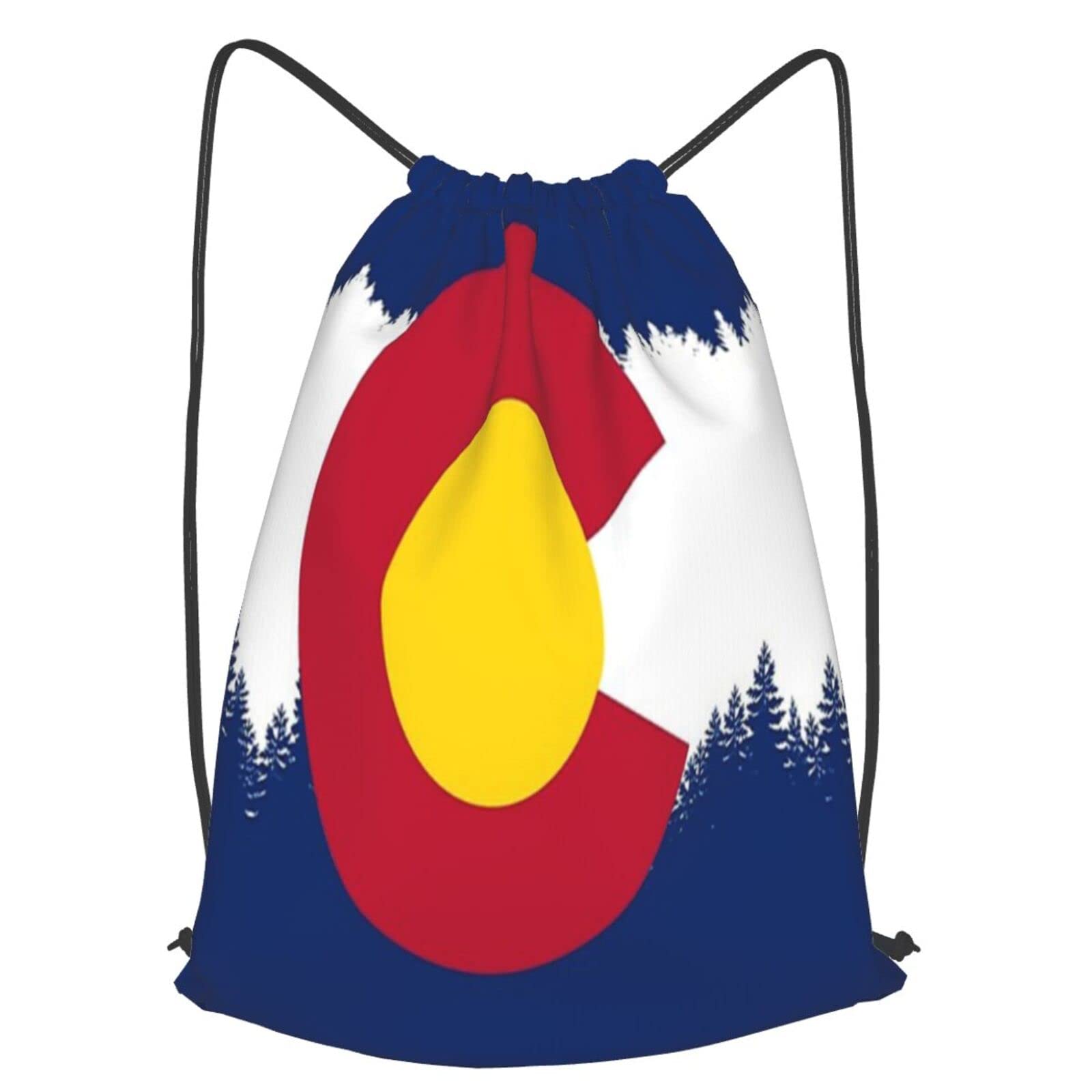 Rocky Mountain Colorado Flag Drawstring Backpack - Waterproof Lightweight Tote Bag for Travel, Gym, Beach & Pool | Durable Outdoor Sports & Casual Use