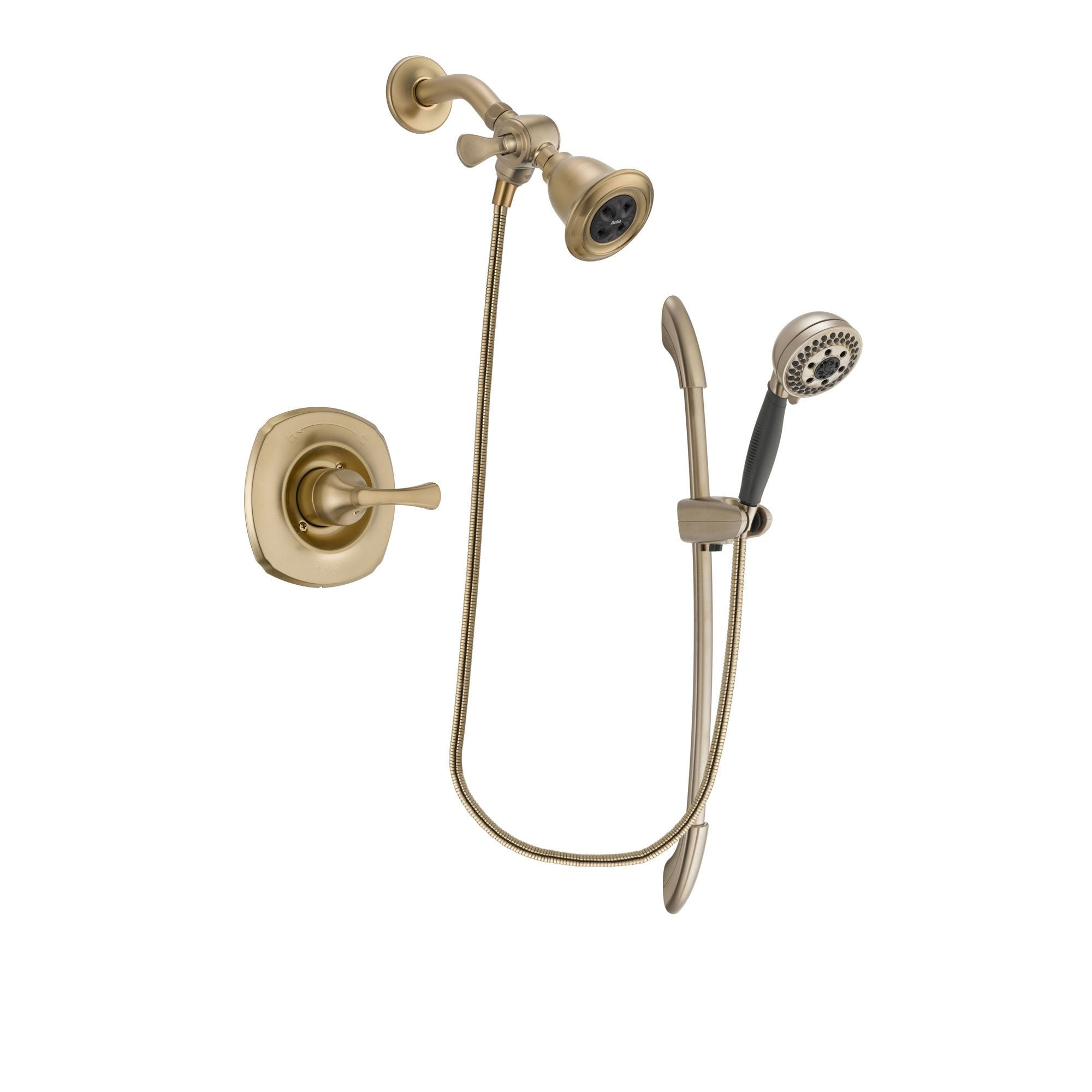 Delta Addison Champagne Bronze Shower Faucet System with Water-Efficient Showerhead, 5-Spray Handshower & Slide Bar - DSP3356V - Perfect for Modern Bathroom Renovations & Water Conservation