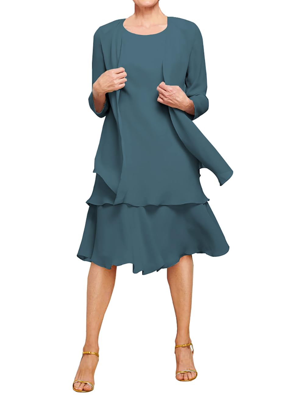 Elegant Mother of the Bride Dresses with Jacket - Chiffon Formal Gowns for Women - Long Sleeve Wedding Guest Dress for Mother of Groom - Perfect for Weddings, Receptions & Special Occasions