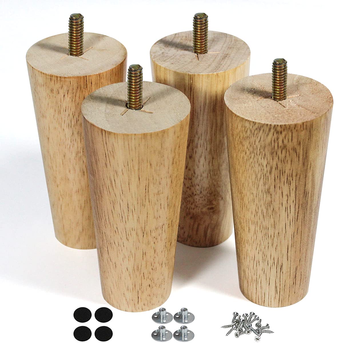 Sopicoz 5 Inch Wood Furniture Legs Set of 4 - Clear Coated Sofa Legs for Couch, Cabinet, Dresser - Perfect for DIY Furniture Upgrade & Home Decor Projects
