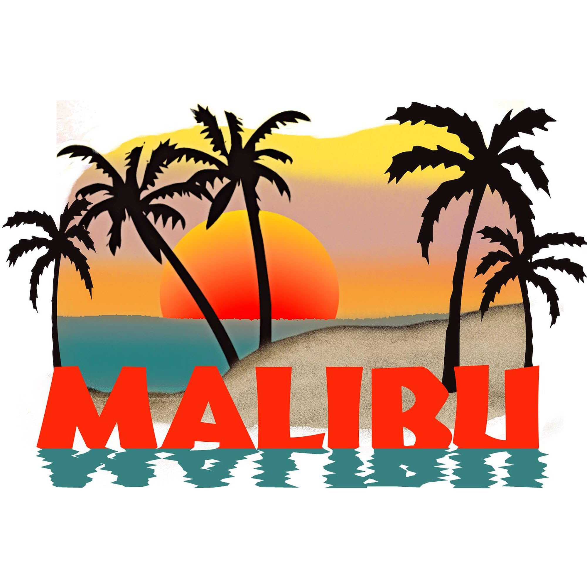 Malibu Beach California Souvenir Oval Sticker - Waterproof Vinyl Decal for Cars, Laptops, Windows | Perfect for Travel Lovers & California Memorabilia Collectors