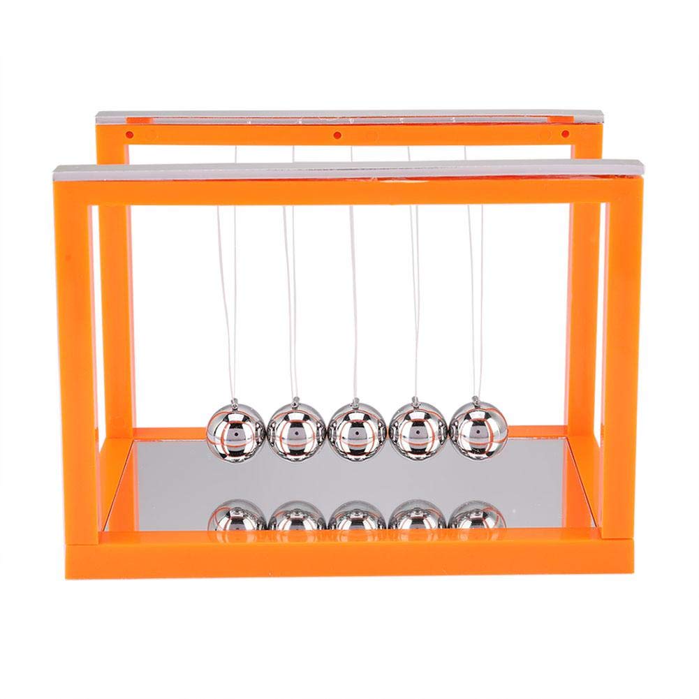 Newton's Cradle Balance Ball Physics Desk Toy - Stress Relief & Educational Office Decor for Teachers (Medium Orange Mirror) | Perfect for Office Desk, Classroom Decor & Science Gifts