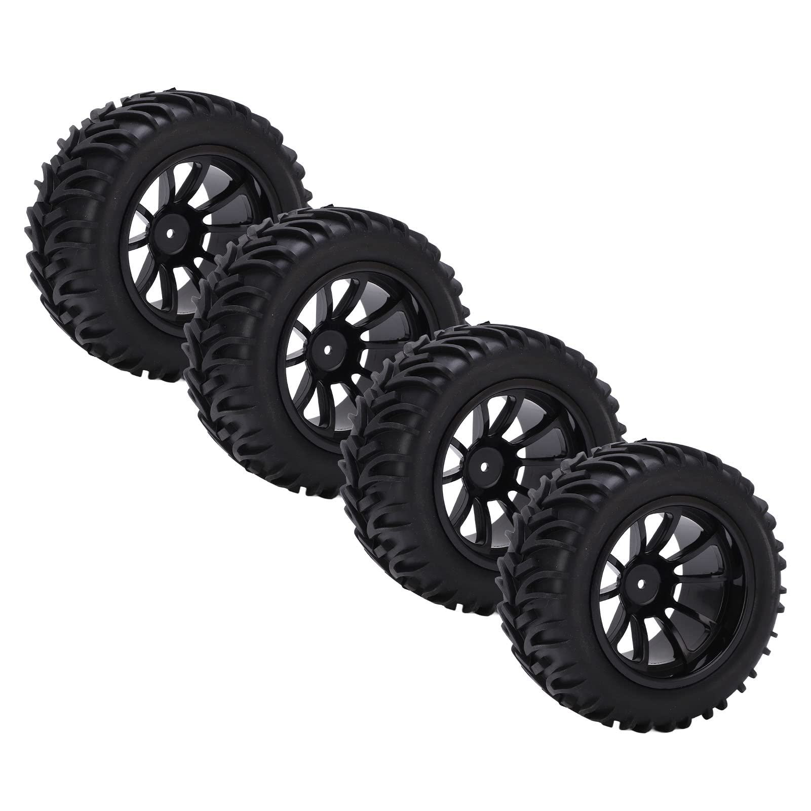 BTIHCEUOT 10-Spoke RC Car Wheels & Tires - Durable Rubber Tires with Plastic Rims for 1/8 & 1/10 Scale RC Vehicles - Enhanced Grip & Wear Resistance - Includes Nuts - Perfect for Off-Road Bashing, Racing & Drifting