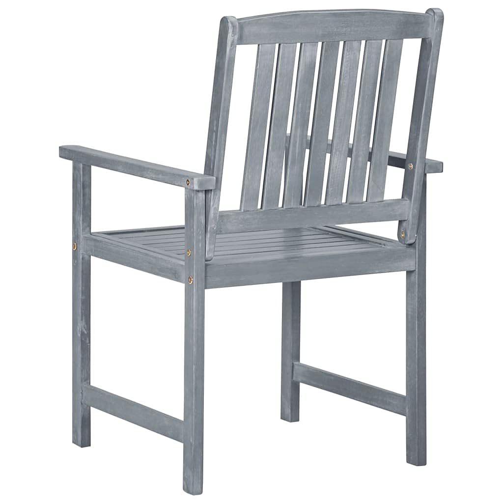 FAMIROSA 2-Piece Gray Acacia Wood Patio Chairs with Cushions - Outdoor Garden Furniture Set for Backyard, Poolside & Deck (36 lbs)