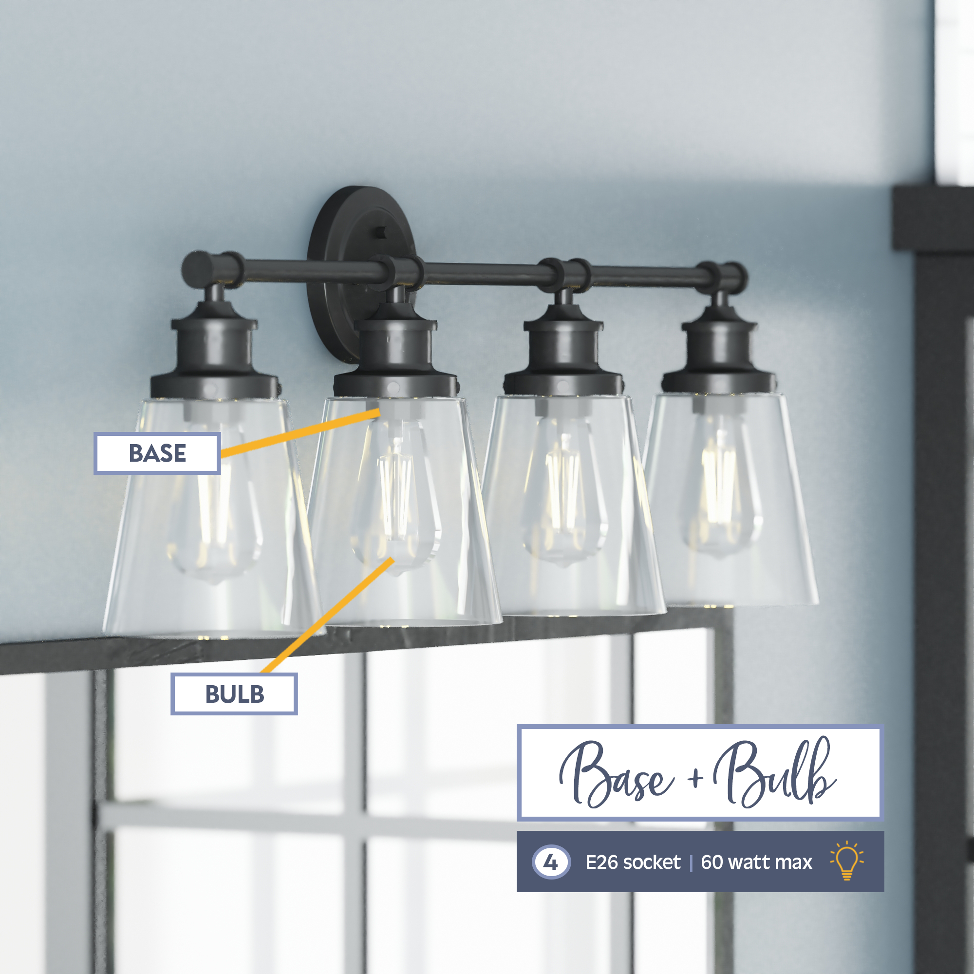 Helenah 4-Light Vanity Light Fixture in Matte Black - Perfect for Bathroom, Bedroom, and Dressing Room Lighting