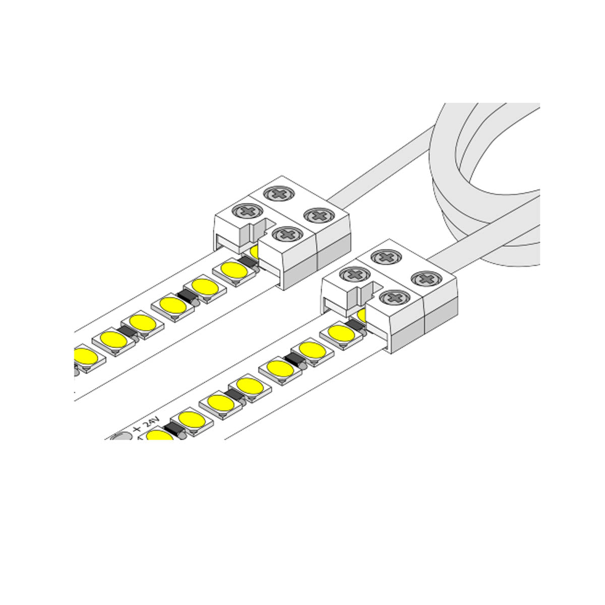 12mm Tape to Tape Terminal Block Connector with 60in. Jumper Cable - Compatible with Valent X Strip Lights - Easy Installation for LED Lighting Projects, Home Decor & DIY Electrical Wiring