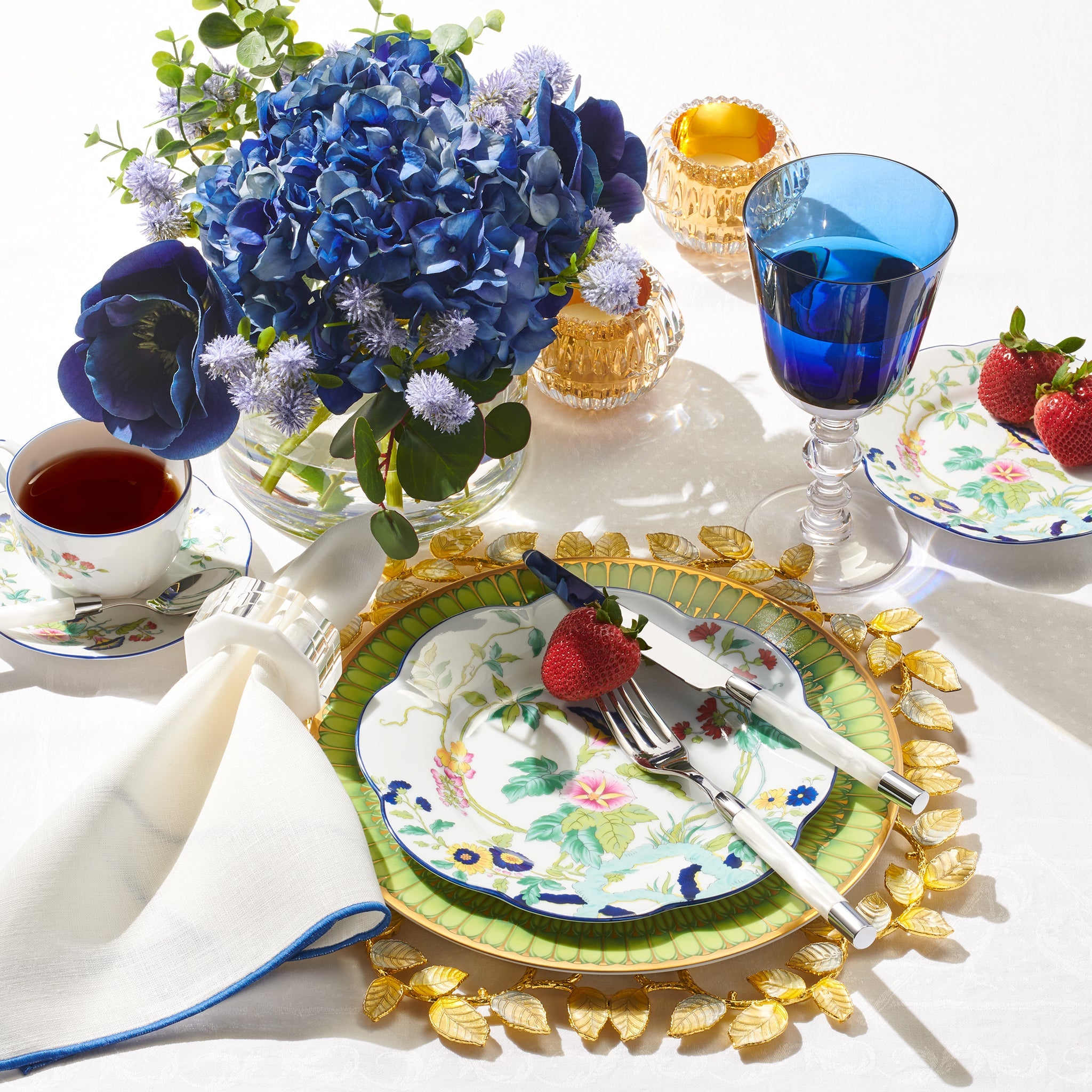 Paradis Bleu Porcelain Dinner Plate Set - Elegant Fine China for Formal Dining, Holiday Gatherings & Special Occasions