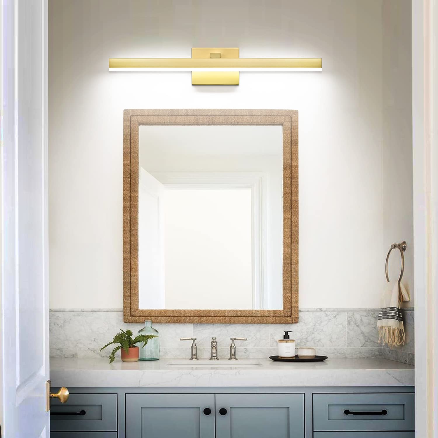 24 Inch LED Bathroom Vanity Light - Modern Gold Finish, Dimmable Mirror Lighting Fixture for Bathroom Wall | Perfect for Makeup Vanity, Spa Lighting, and Modern Home Decor