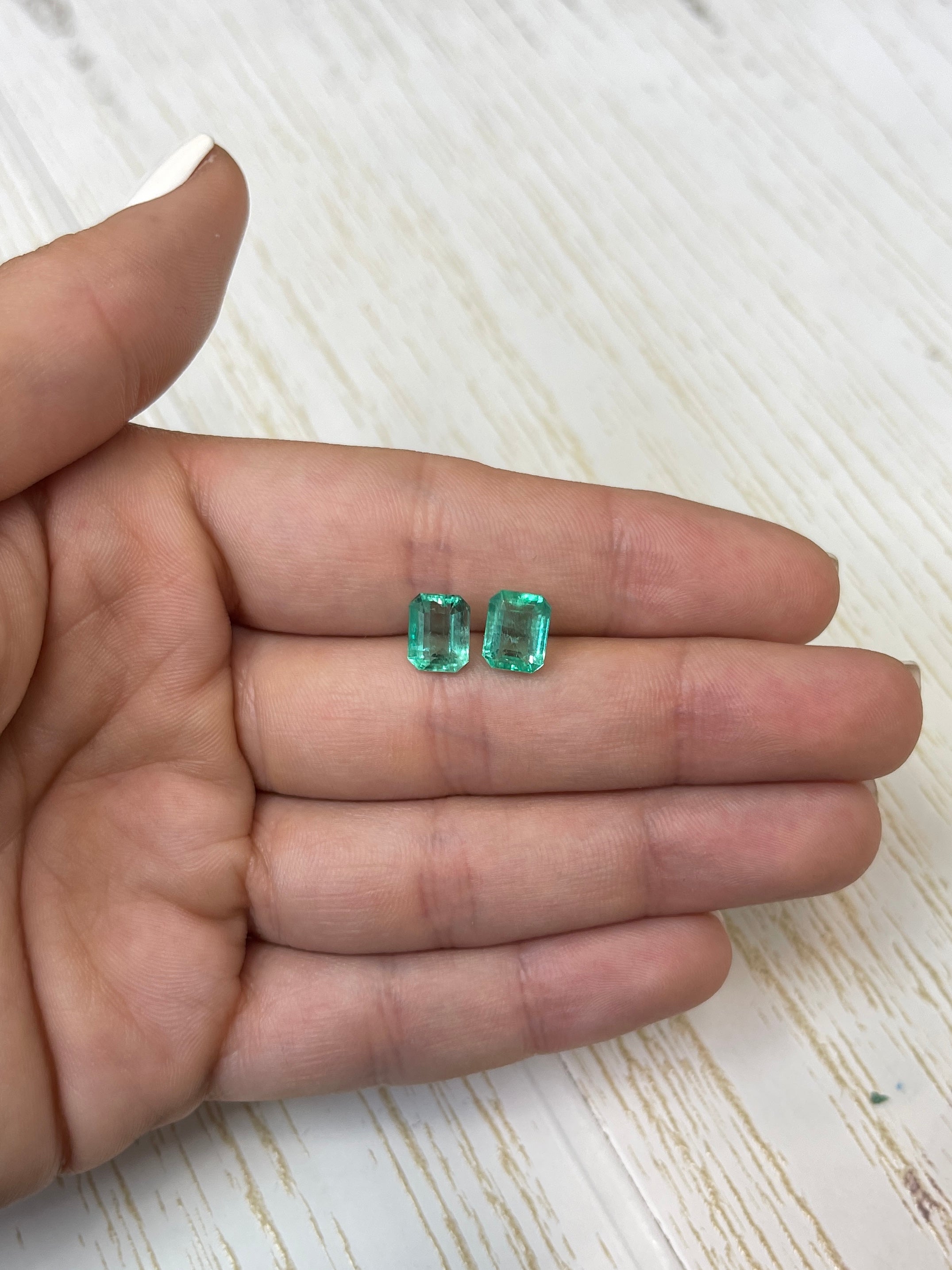 3.03tcw 8x6 Matching Green Loose Colombian Emeralds - Emerald Cut Gemstones for Jewelry Making, Engagement Rings & Fine Collections