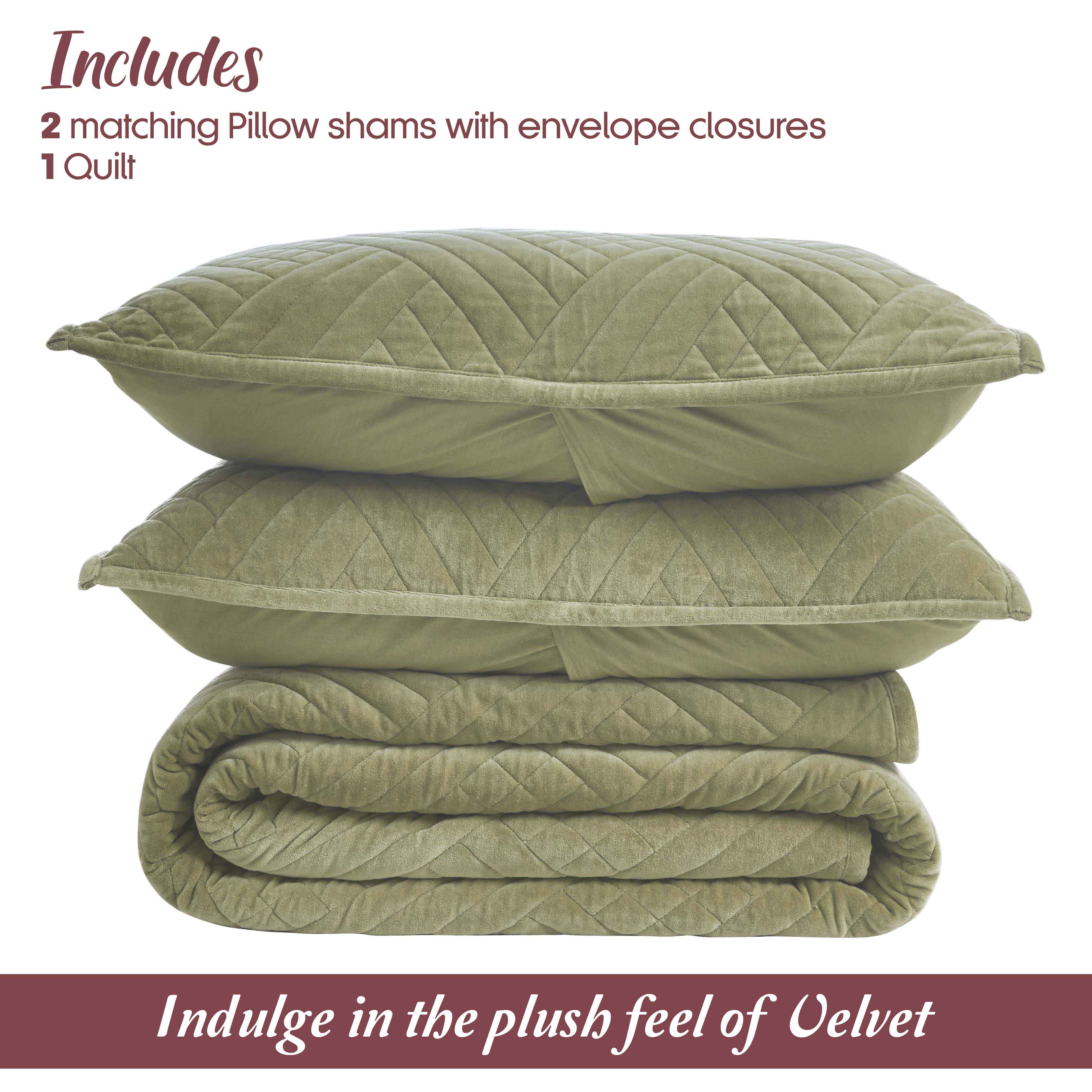 Karina Cotton Velvet Lightweight Quilt & Sham Set - Ultra Soft Bedding for All Seasons | Perfect for Master Bedroom, Guest Room & Cozy Nights