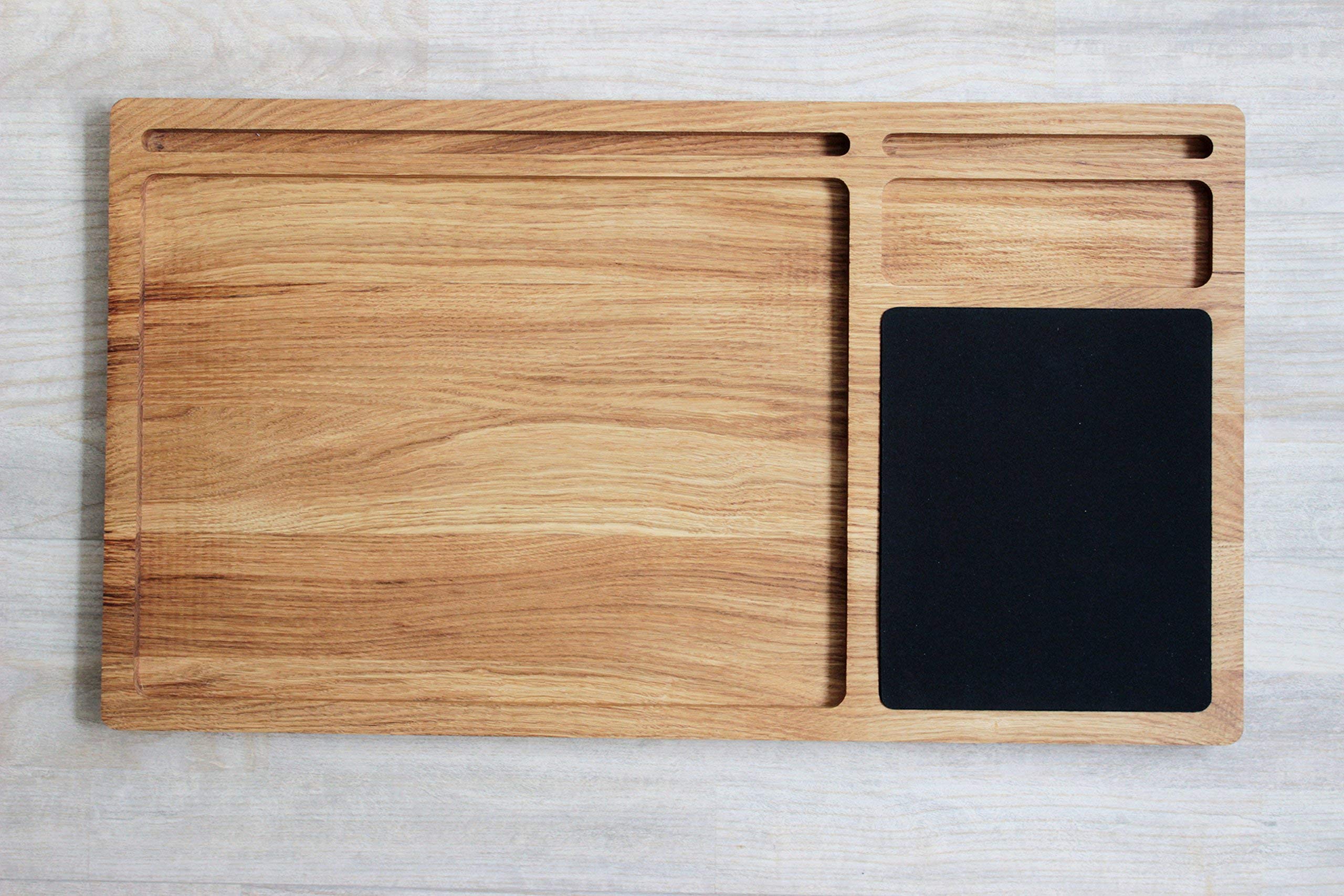 Personalized Solid Oak Wood Lap Desk with Mouse Pad & Slots for iMac, iPhone, Laptop Stand | Portable Workstation for Office, Home, Bed, Couch | Perfect Gift for Men, Women, Professionals & Students
