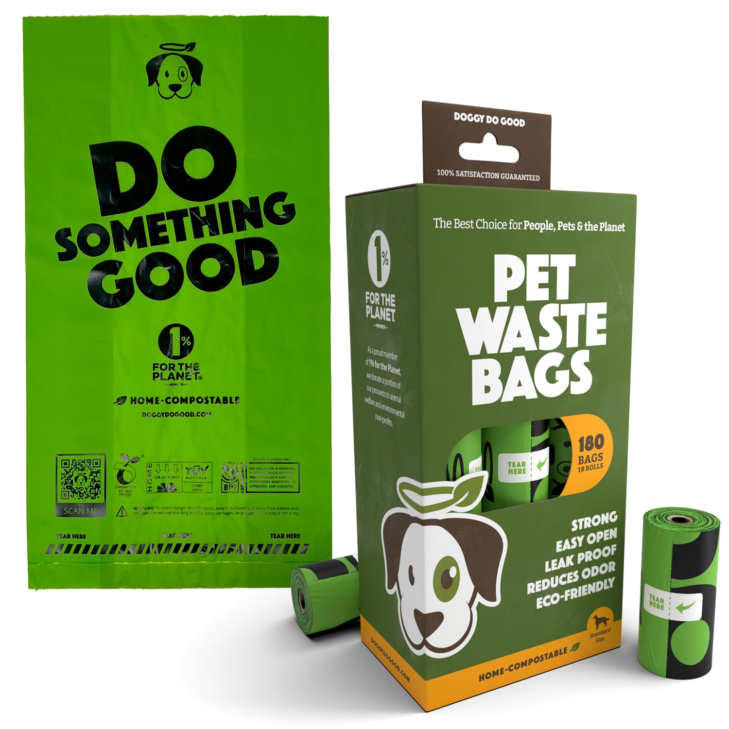 Eco-Friendly Dog Poop Bags - USDA Certified Biodegradable, Unscented, Leak-Proof & Extra Thick Waste Bags for Dogs | 180 Count Standard Size | Perfect for Daily Walks, Park Visits & Travel with Your Pet