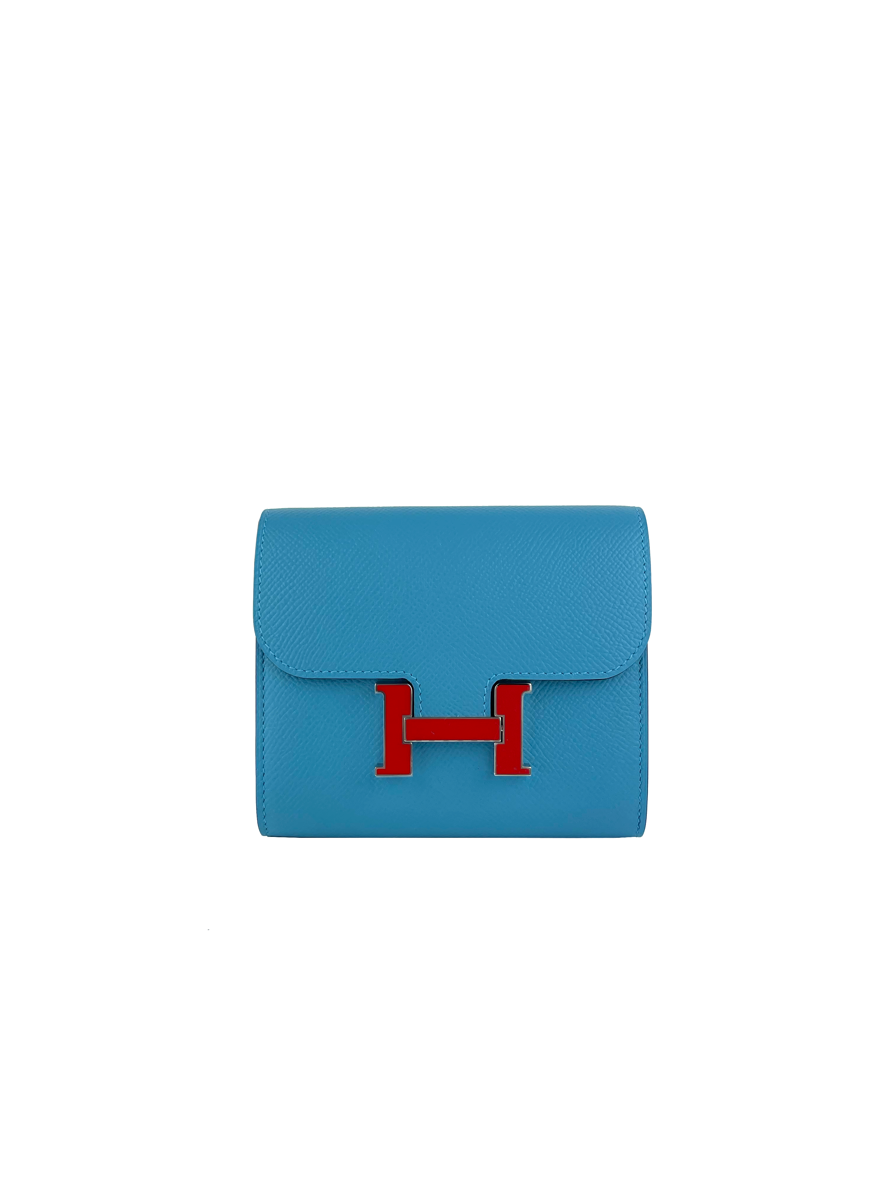 Hermes Light Blue Constance Wallet - Genuine Leather Luxury Wallet for Women | Perfect for Everyday Use, Travel & Special Occasions