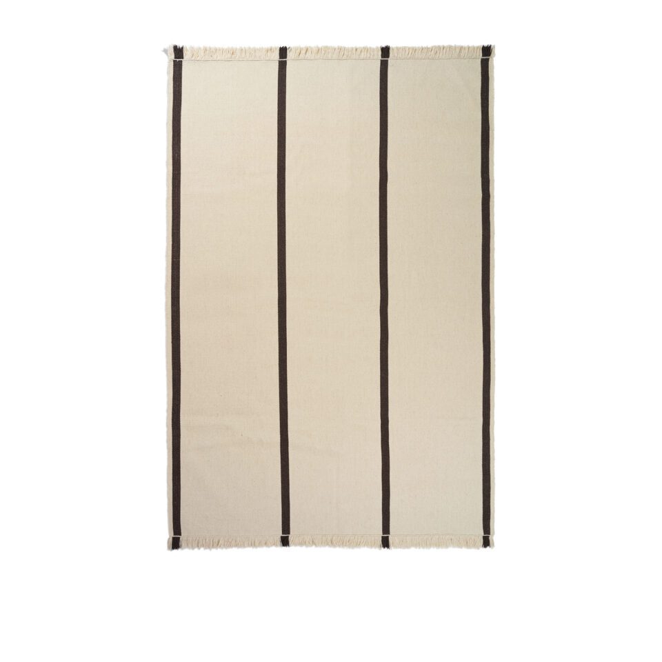 FERM LIVING Calm Kelim Rug - Off White & Coffee - Handmade Vintage Style - 2 Size Options (5'x8' & 8'x10') - Perfect for Boho Living Room, Bedroom Decor or Cozy Home Office