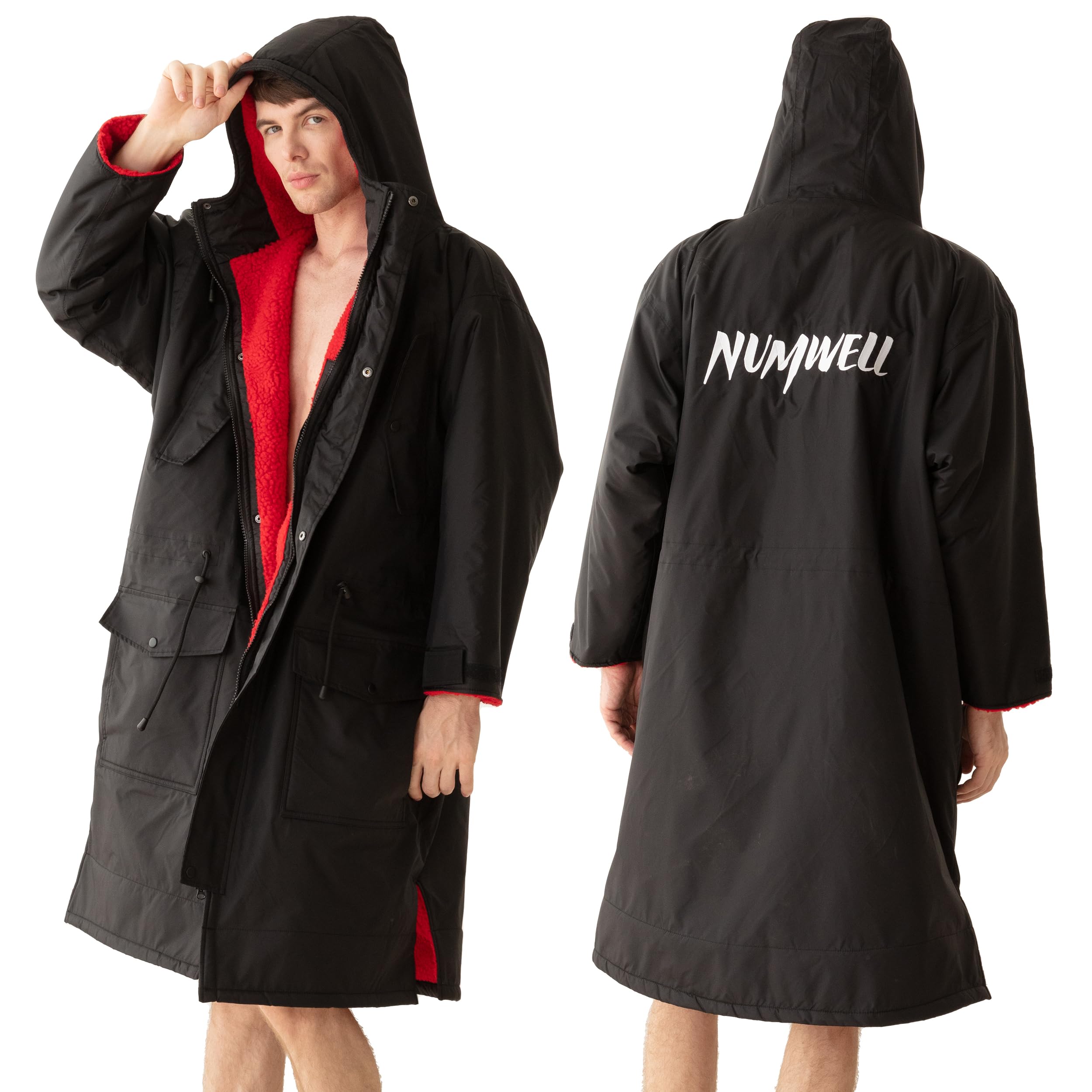 **Unisex Waterproof Swim Parka - Oversized Quick Dry Hooded Surf Poncho for Men & Women, Windproof Beach Changing Robe - Perfect for Surfing, Swimming & Outdoor Activities**