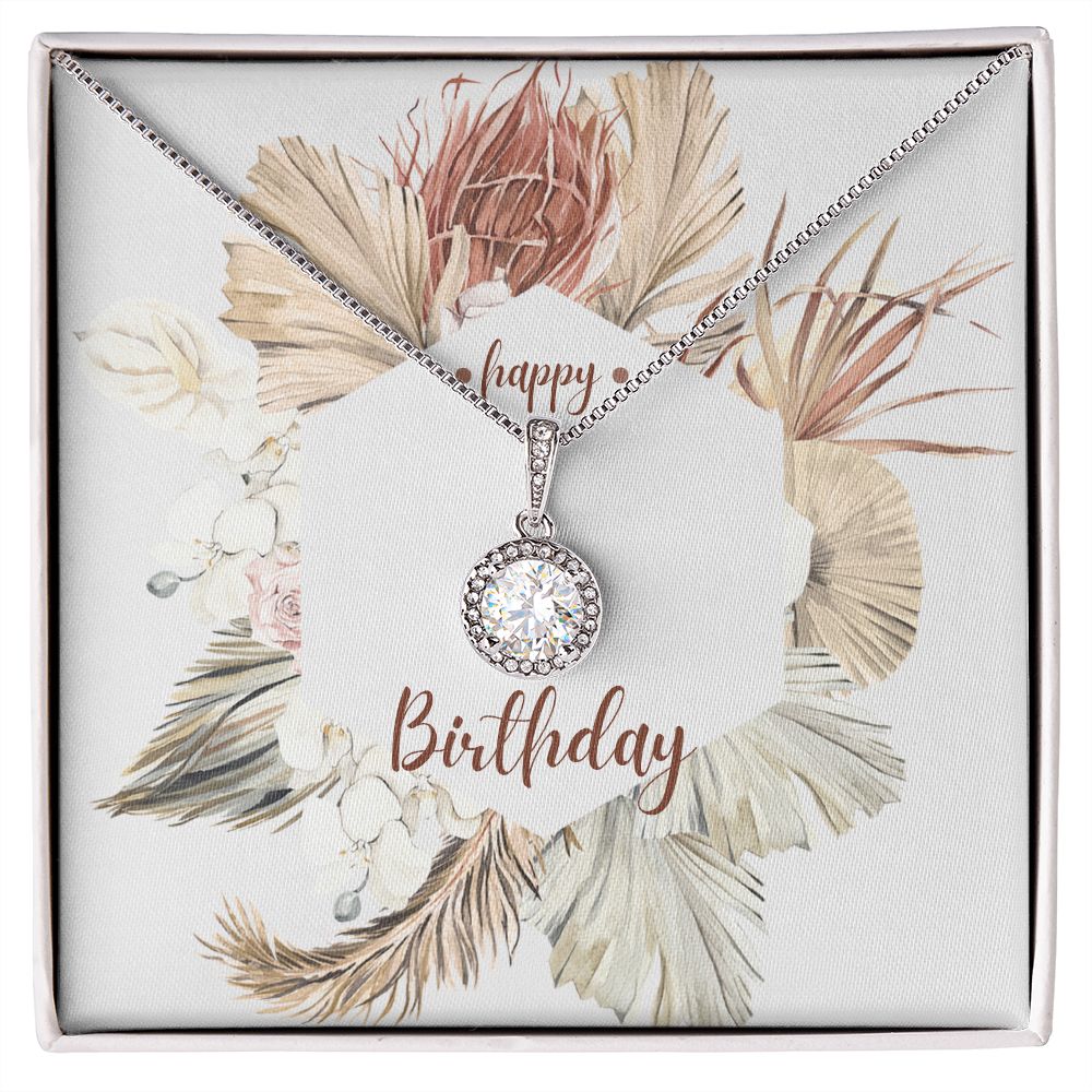 Happy Birthday Jewelry Gifts for Women - Floral Card Insert with Cubic Zirconia Stainless Steel Pendant | Perfect for Birthday, Anniversary & Special Occasion Gifts