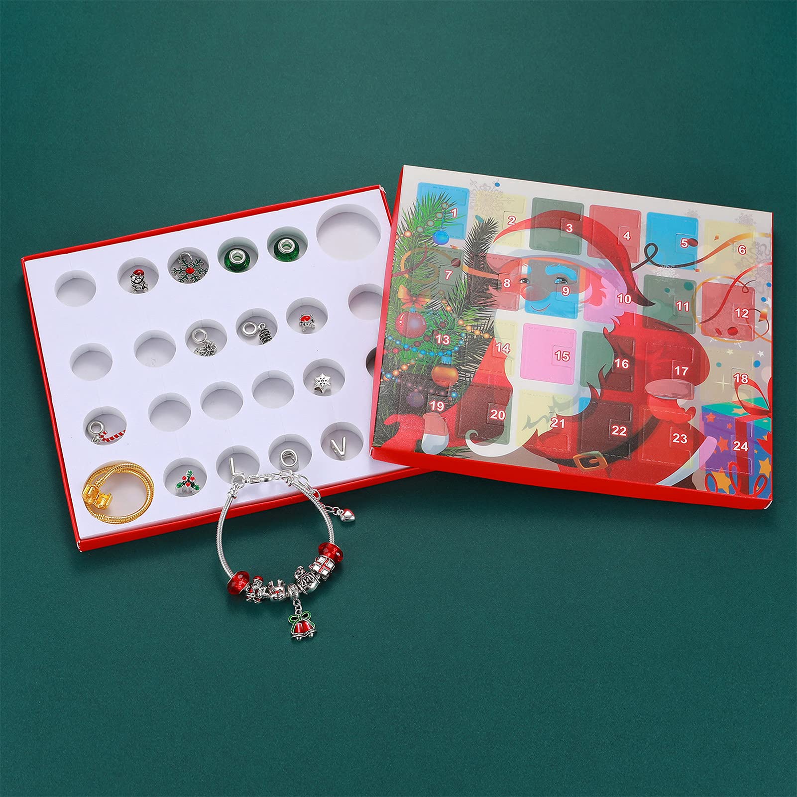 Christmas Ornament Advent Calendar - DIY Beaded Bracelet Making Kit, 24 Days Countdown Surprise Gift Box for Kids & Adults | Perfect for Holiday Parties, Classroom Activities & Family Christmas Traditions