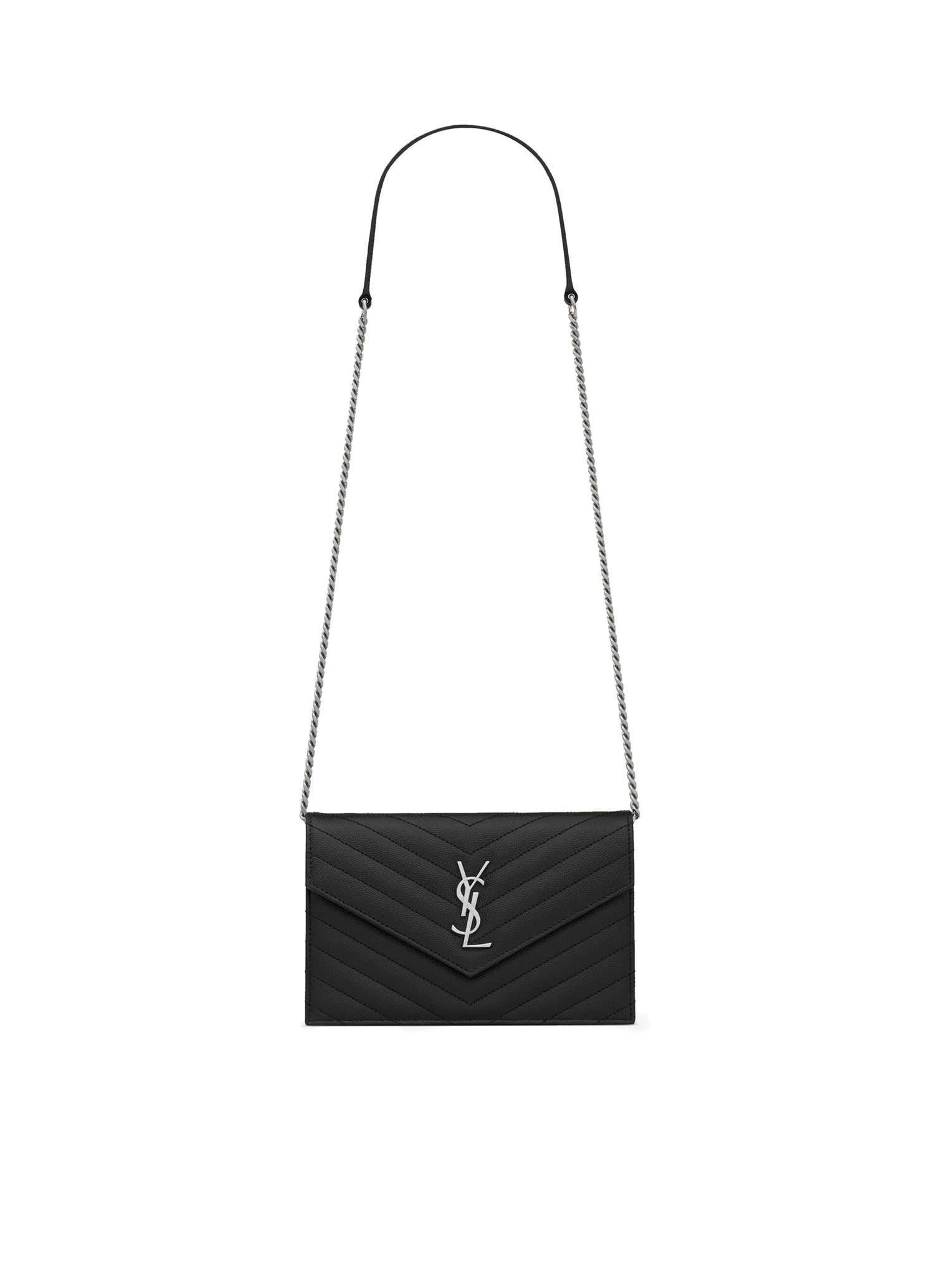 Classic Cassandre Chain Envelope Clutch in Grain de Poudre Leather - Elegant Evening Bag for Women, Perfect for Parties, Weddings & Special Occasions