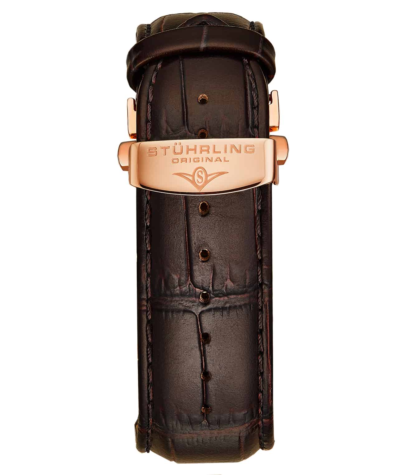 Alligator Embossed Brown Leather 24mm Watch Strap - Compatible with 127A Watch Model - Premium Replacement Band for Dress Watches & Formal Occasions