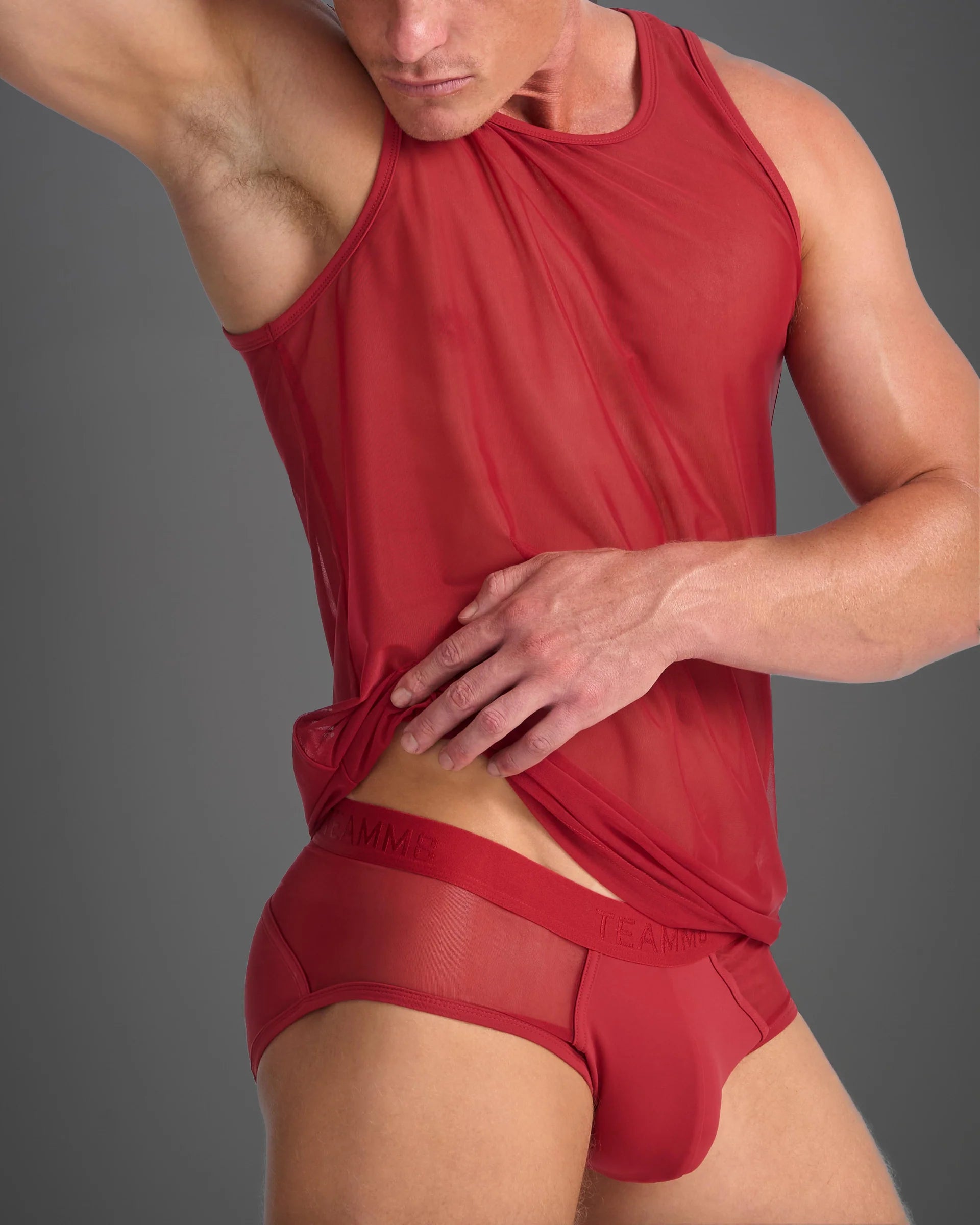 Teamm8 Score Sheer Mesh Tank Top - Breathable Red Athletic Shirt for Women | Perfect for Running, Yoga & Gym Workouts
