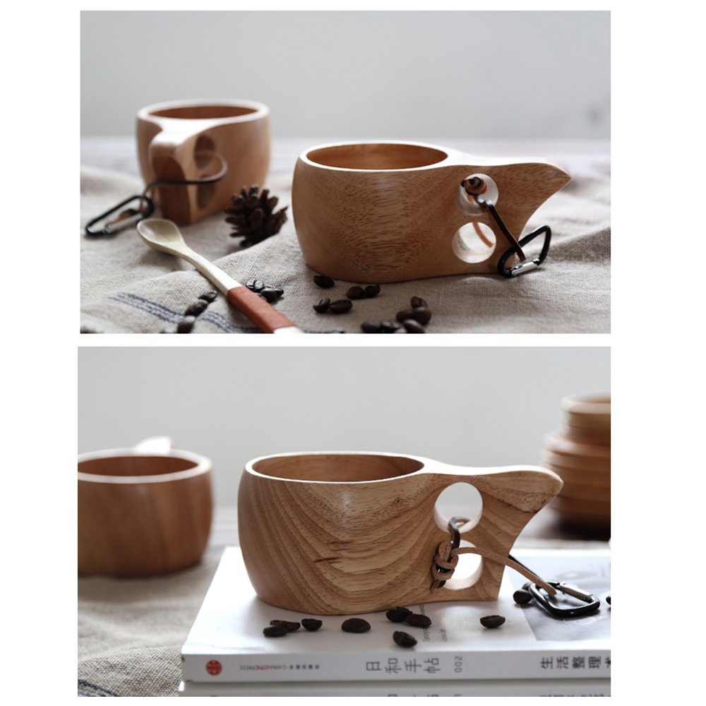 Handmade Rubberwood Bowl & Mug - 3 Inch Diameter, 3.1/8 Inch Tall - Perfect for Rice, Soup, Dips, Coffee, Tea & Home Decor - Ideal for Kitchen, Dining & Gift Giving