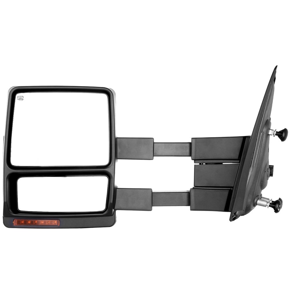 CCiyu Power-Adjusted Heated Towing Mirror with Turn Signal Light - Left Side (LH) Black - Compatible with 2007-2014 Ford F-150 Pickup Truck - Perfect for Towing, Camping & Off-Road Adventures