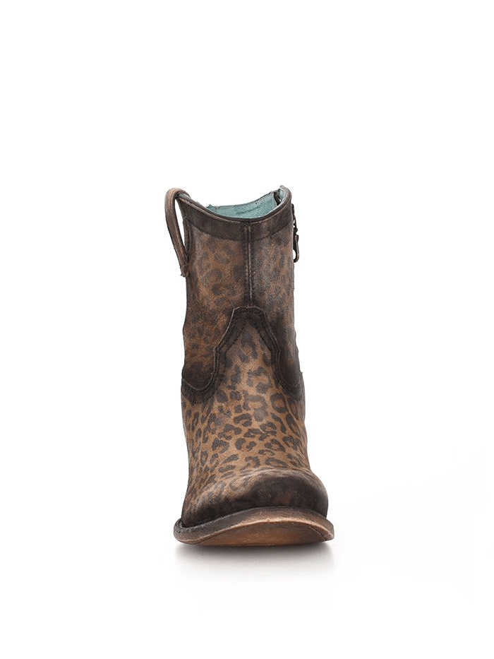 Corral C3627 Women's Leopard Print Round Toe Ankle Boots with Zipper - Stylish Western Booties for Casual Outfits & Country Music Festivals