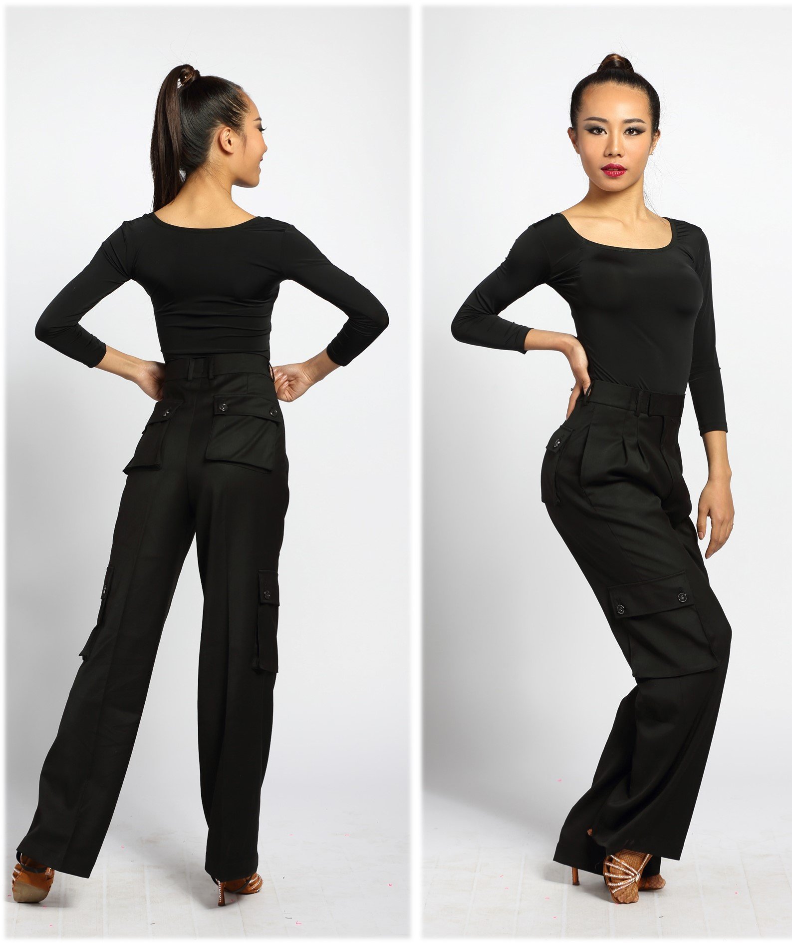 SCGGINTTANZ G4005 Latin Modern Ballroom Dance Professional Straight Pocket Trousers Pants for Men and Women - Perfect for Competition, Performance, and Social Dancing