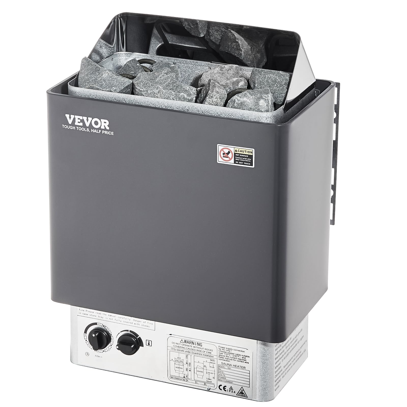 VEVOR 4.5KW Electric Sauna Heater Stove - 220V Steam Bath Heater with 3-Hour Timer & Adjustable Temperature for 176-318 Cubic Feet - FCC Certified - Perfect for Home Spa, Gym, or Wellness Center Relaxation