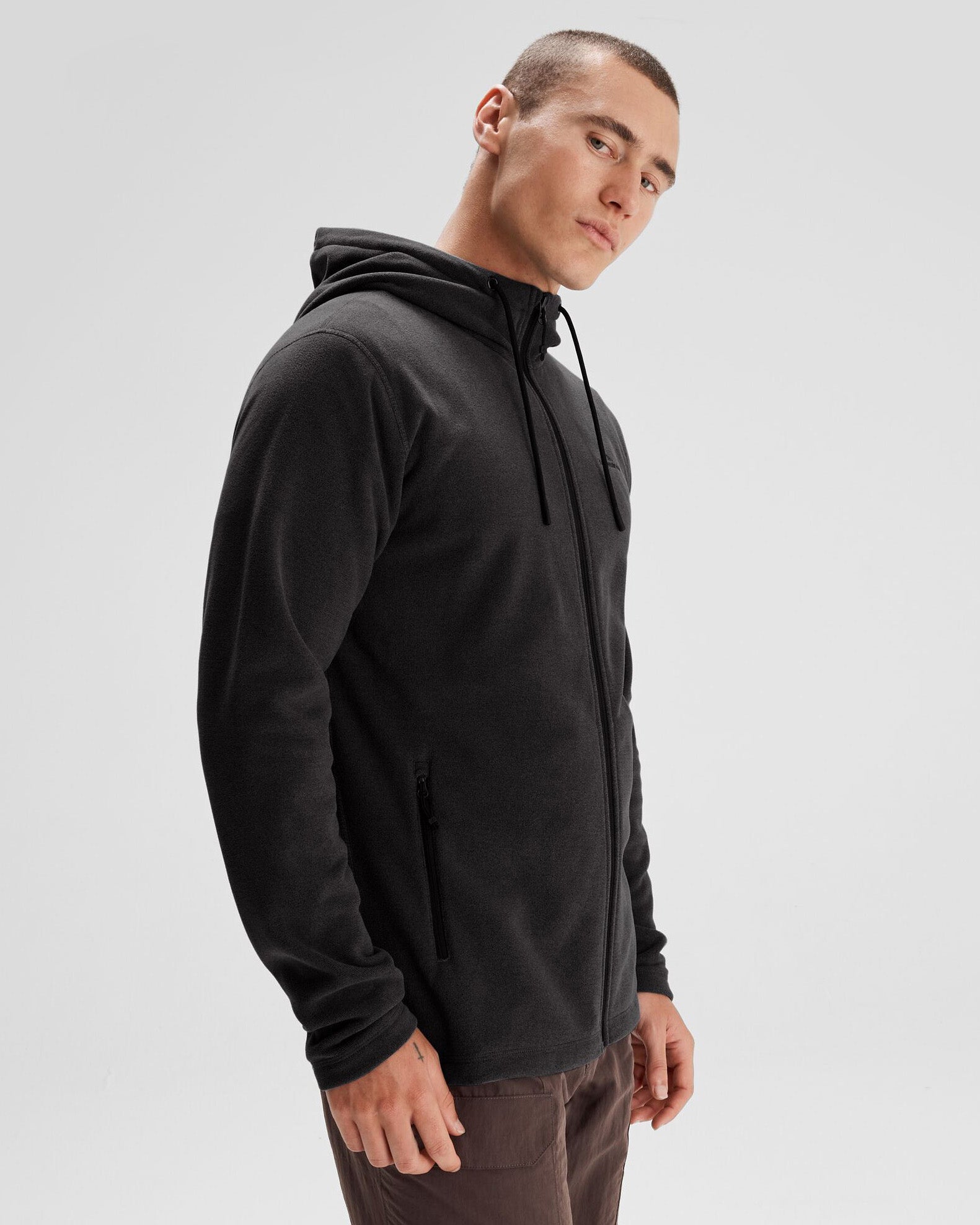 Men's Mt Aspiring Hooded Fleece Jacket - Black Stingray | Warm Winter Outdoor Fleece Coat for Hiking, Camping & Casual Wear