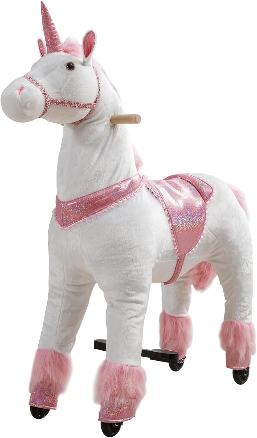 Ride on Unicorn Toy for Kids & Adults - Mechanical Walking Plush Horse with 187 LBS Weight Limit, No Battery Needed - Perfect for Birthday Gifts, Indoor Play, and Fantasy Imaginative Play