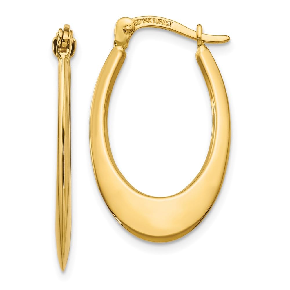 14K Yellow Gold Polished Hoop Earrings for Women - Classic Circle Huggie Earrings for Everyday Wear, Gift Giving & Special Occasions