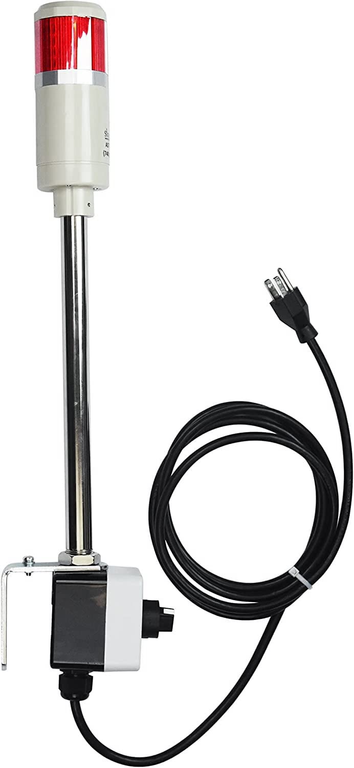 Signaworks 1 Stack Super Bright Red LED Andon Tower Light - Off/Steady On Mode, 8ft Industrial Power Cord with 3-Prong Plug (OHSA Compliant, Plug & Play) - Perfect for Factory Assembly Lines, Warehouse Safety Alerts & Industrial Equipment Monitoring - Made in USA