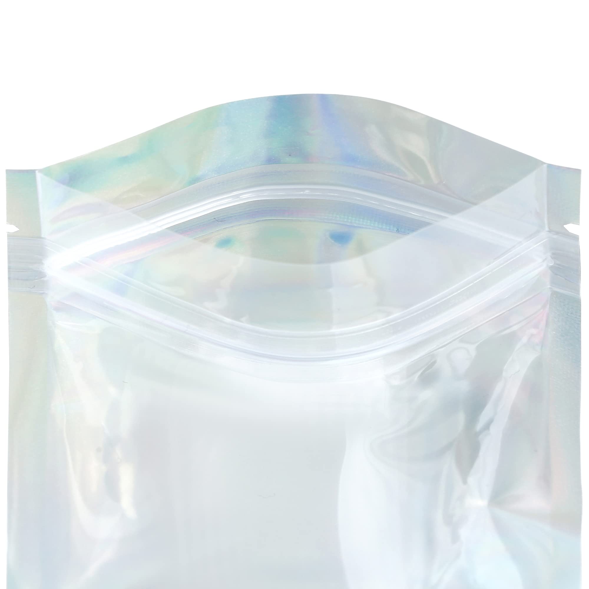**Premium Holographic Zipper Bags - Rainbow Iridescent Foil Treat Bags for Candy, Snacks & Party Favors - Smell Proof & Airtight Holofoil Packaging (3.0