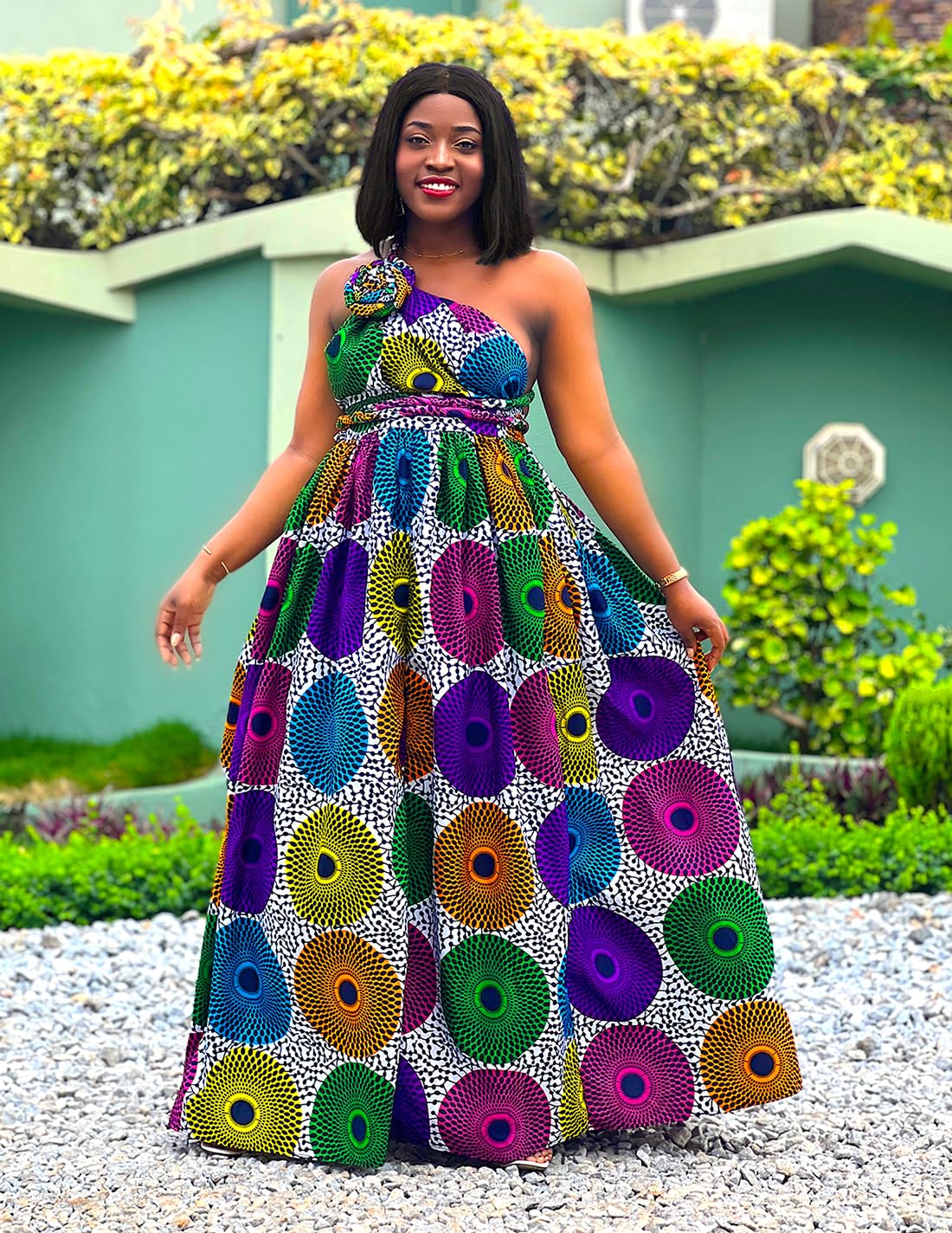 SHENBOLEN Women's African Print Maxi Dress - Dashiki Long Sleeve Boho Dress for Summer, Beach, Party & Special Occasions