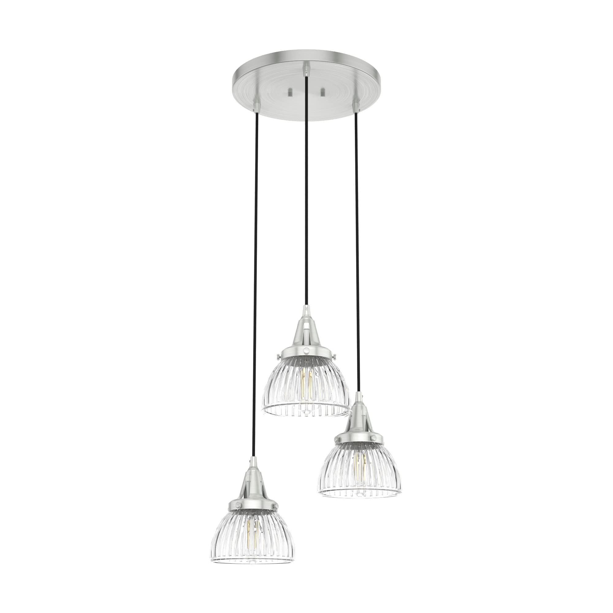 Hunter Cypress Grove 3-Light Brushed Nickel Cluster Chandelier - Dimmable Transitional Round Ceiling Light for Bedroom, Kitchen, Dining & Living Room - Perfect for Modern Farmhouse & Coastal Decor (Model 19325)