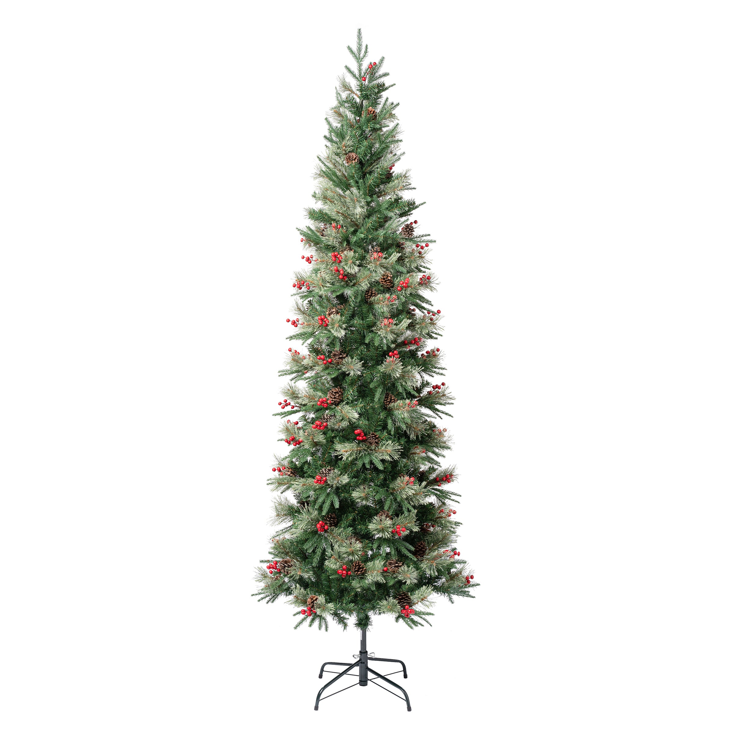 7.5 ft Virginia Pine Artificial Christmas Tree - Realistic Slim Holiday Tree for Home, Office & Party Decor | Mixed Feel Technology for Lifelike Appearance