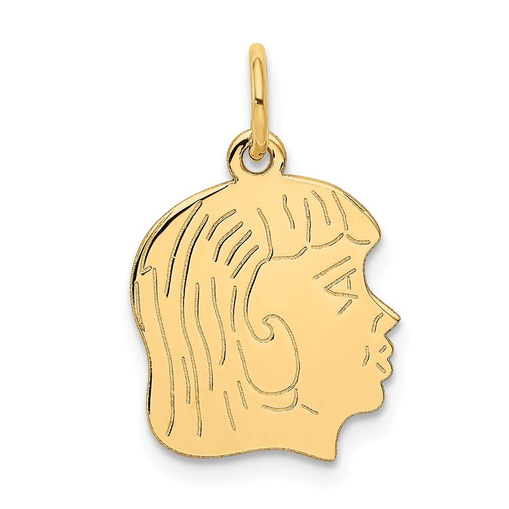 14K Yellow Gold Girl Head Charm Pendant - Elegant & Dainty Jewelry for Necklaces, Bracelets & DIY Crafts - Perfect for Gifts, Parties & Everyday Wear