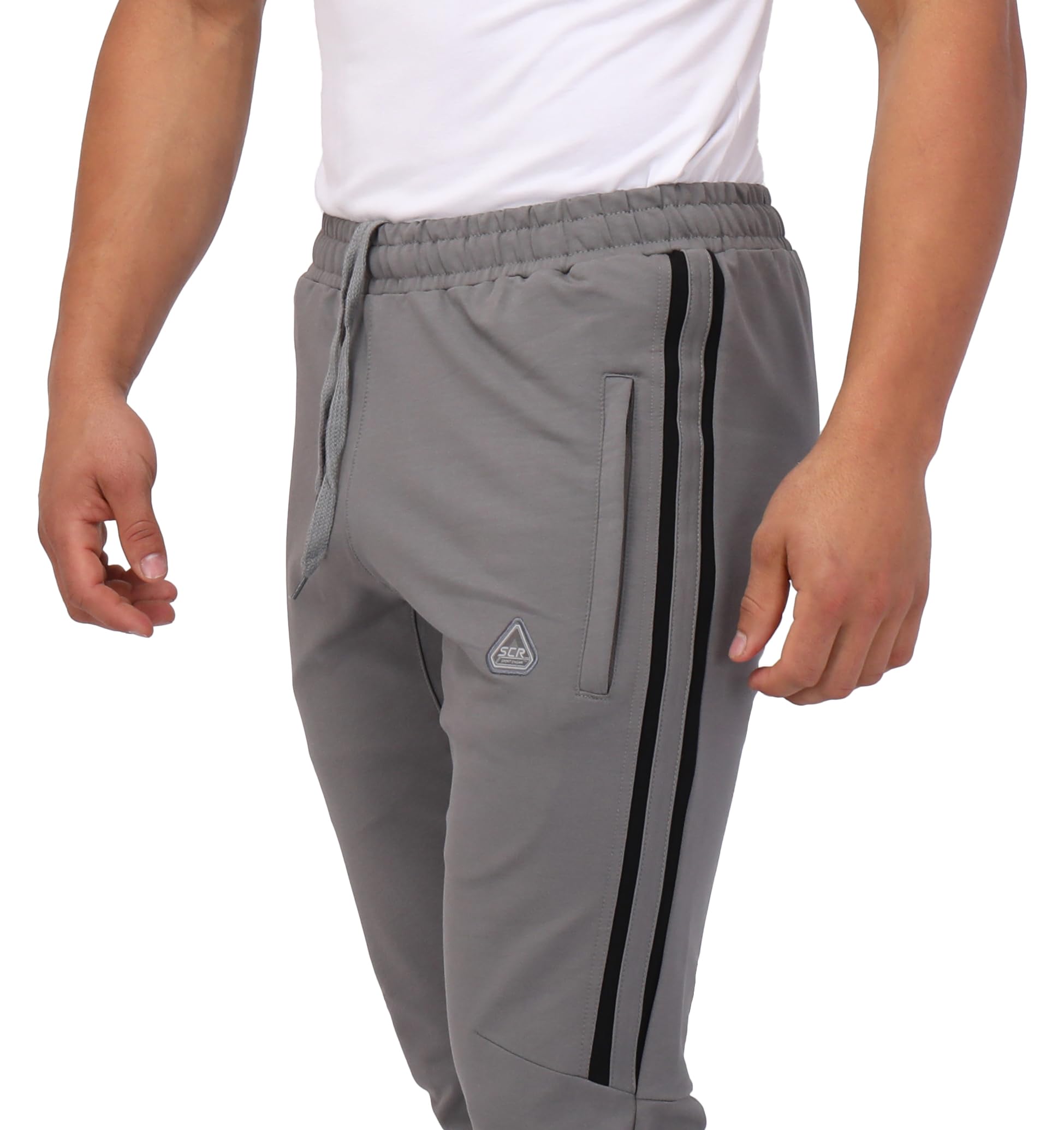 **Men's SCR Tall Jogger Sweatpants - 33/36 Inseam Athletic Pants with Zipper Pockets for Running, Gym & Casual Wear**