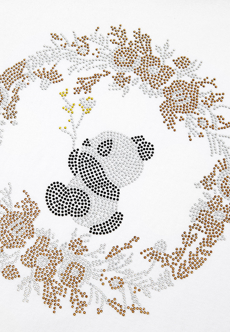 Sparkling Rhinestone Panda Graphic T-Shirt for Women - Cute & Trendy Casual Tee for Everyday Wear, Outings & Gifts