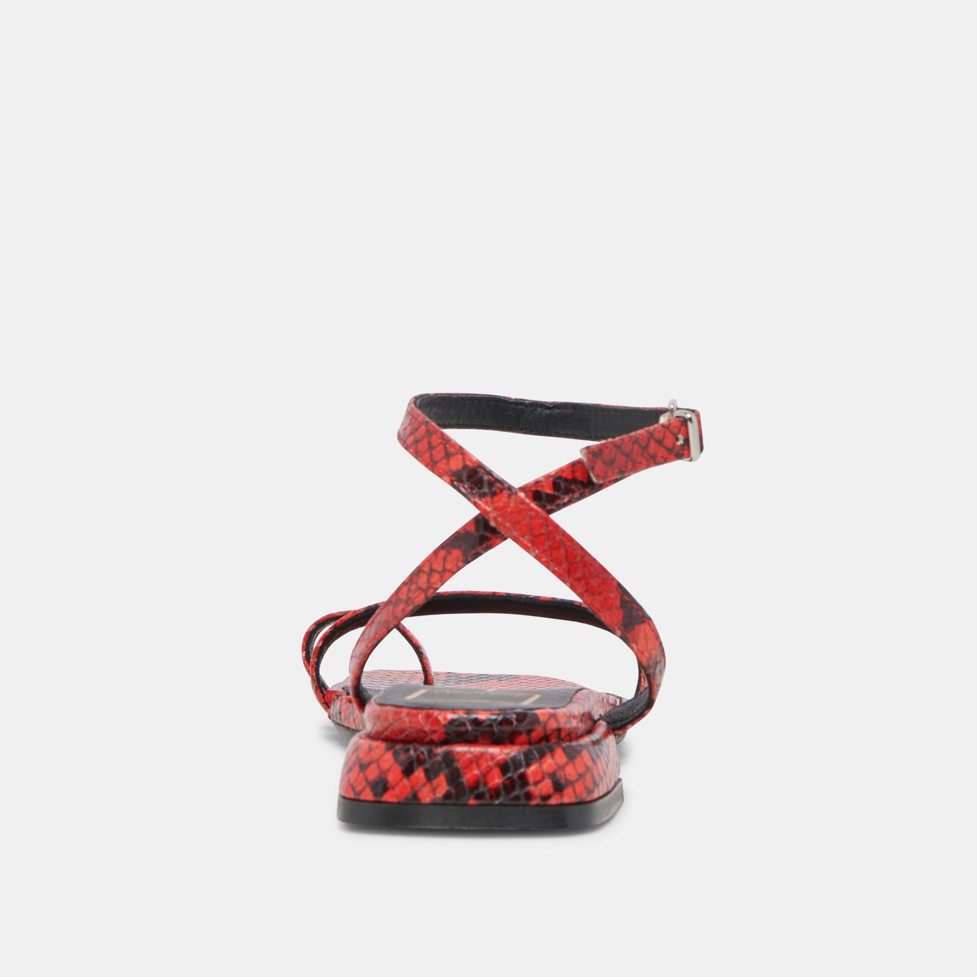 LEXI Women's Red Snake Embossed Sandals - Fashionable Comfortable Slide Sandals for Summer, Beach, and Casual Outings