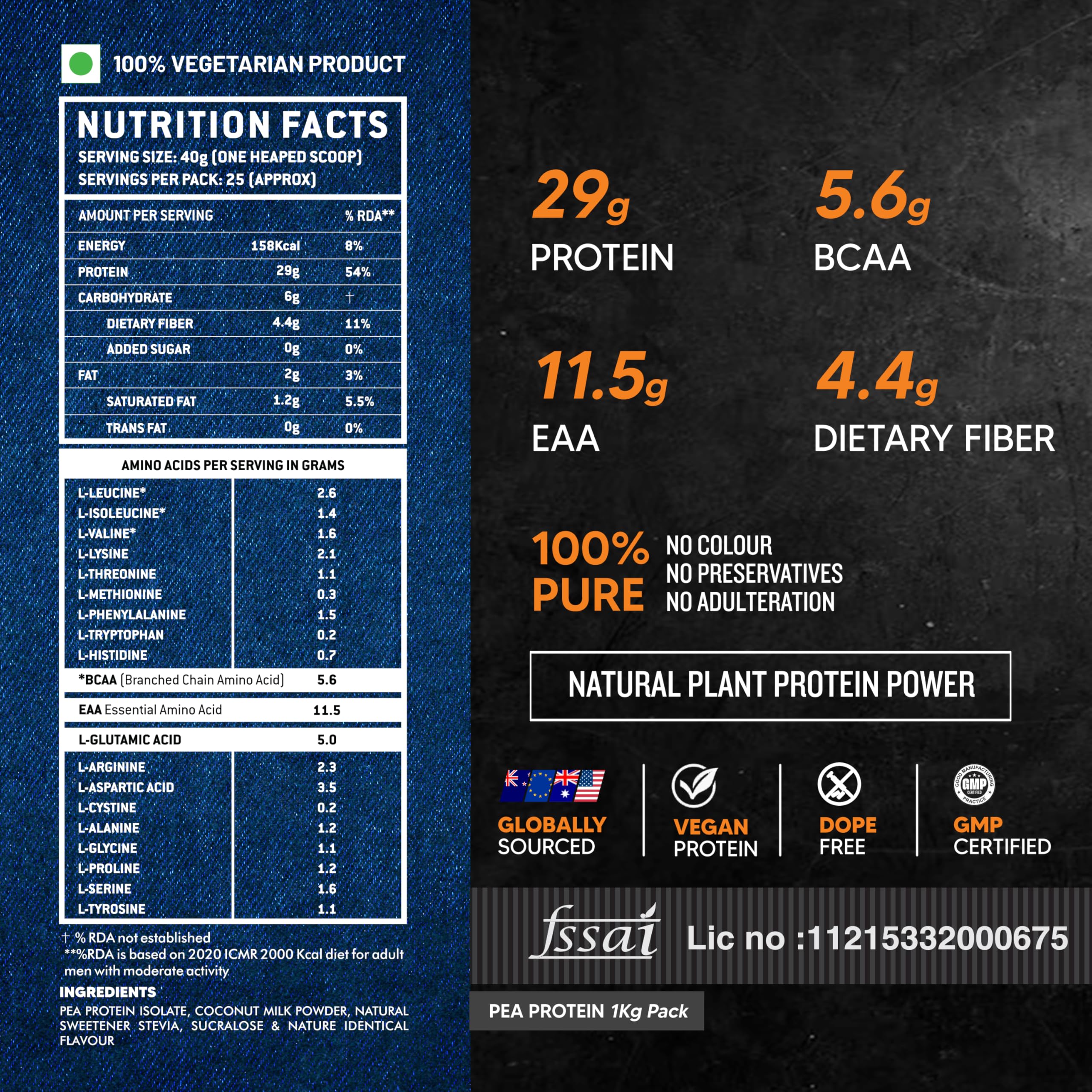 AS-IT-IS Nutrition ATOM Pea Protein Powder - 29g Plant-Based Protein for Muscle Growth & Recovery | Easy to Digest Vegan Protein Supplement | 1Kg (Mango Fusion) | Perfect for Post-Workout Shakes & Smoothies