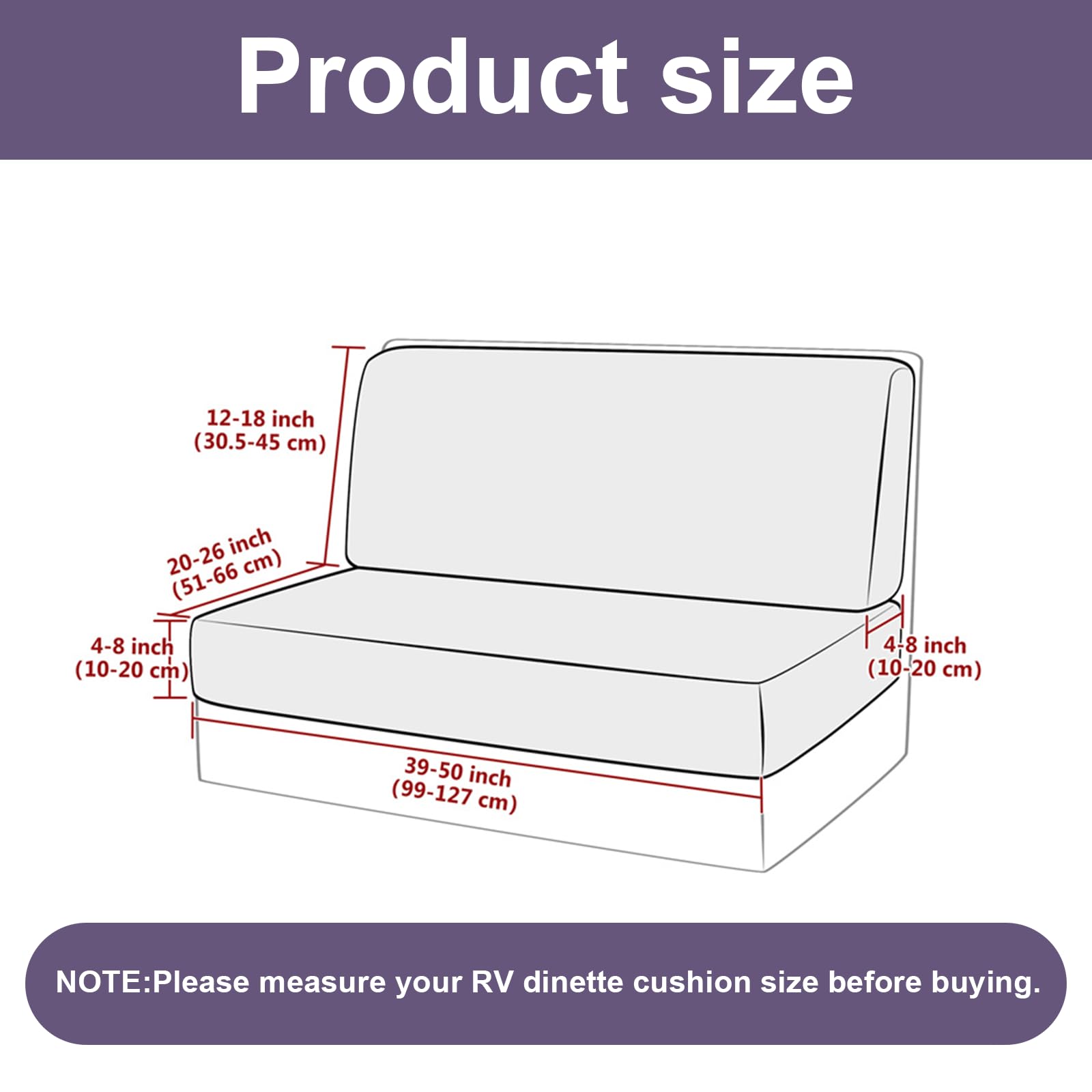 Eco-Friendly Waterproof RV Dinette Cushion Covers - Stretch Camper Cushion Slipcovers for Travel Trailer & RV Bench Seats (Set of 2 Backrest & 2 Seat Covers, 32